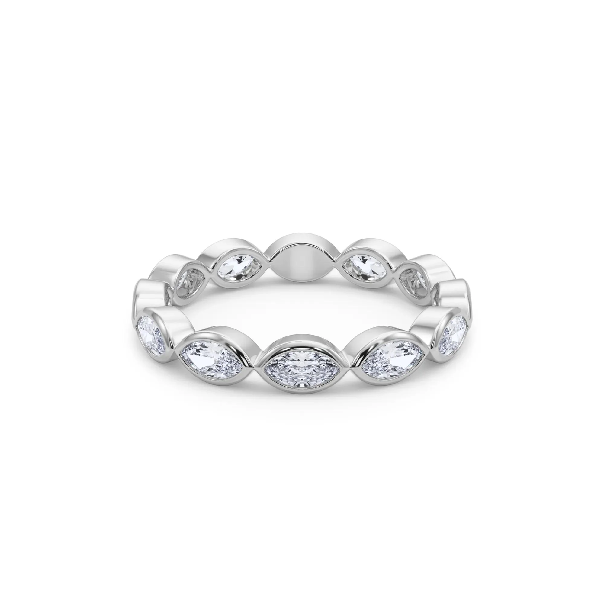 Lab Grown Diamond Bezel-Set Marquise True Eternity Band Ring 14K White Gold Size 6 3.5mm - Image 4