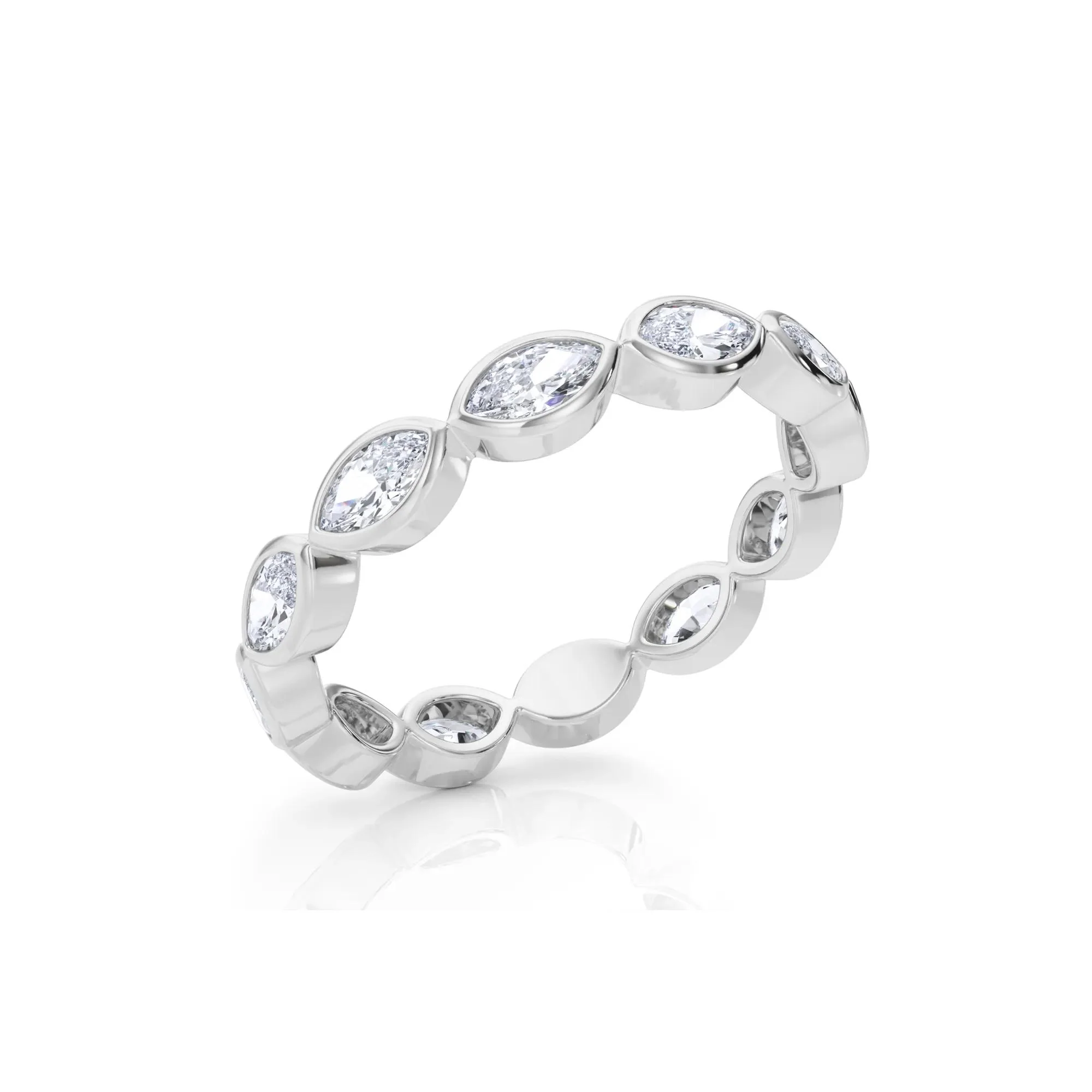 Lab Grown Diamond Bezel-Set Marquise True Eternity Band Ring 14K White Gold Size 7 3.5mm - Image 5