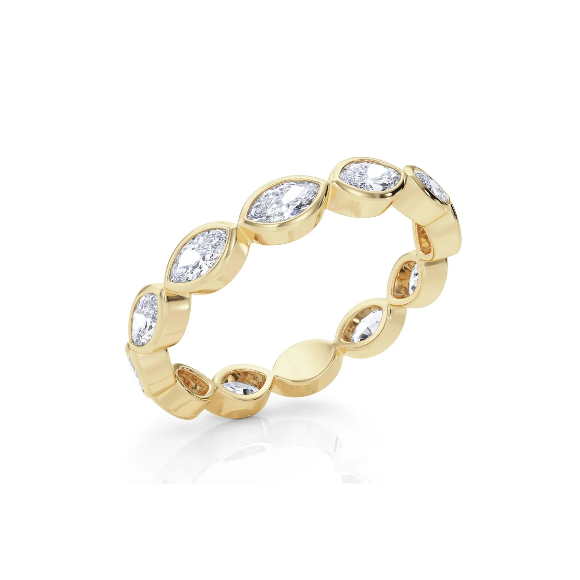 Lab Grown Diamond Bezel-Set Marquise True Eternity Band Ring 14K Yellow Gold Size 4.5 3.5mm - Image 5