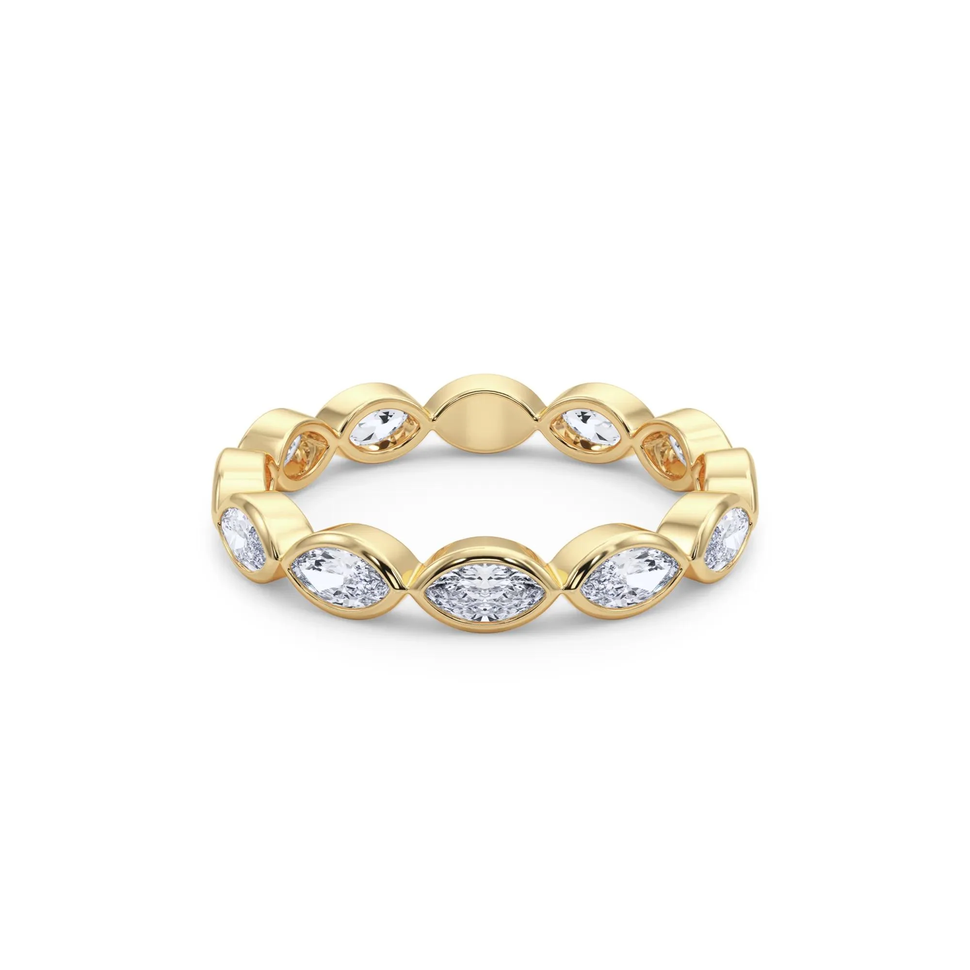 Lab Grown Diamond Bezel-Set Marquise True Eternity Band Ring 14K Yellow Gold Size 5 3.5mm - Image 4