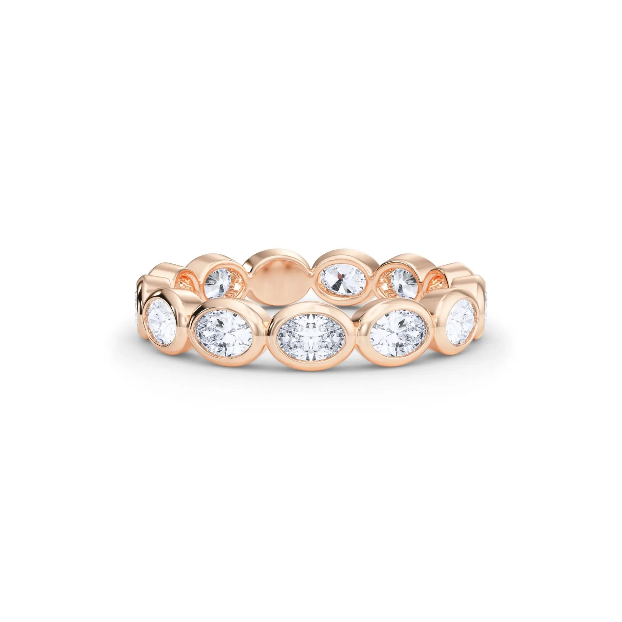 Lab Grown Diamond Oval True Eternity Band Ring 14K Rose Gold Size 6.5 3.5mm