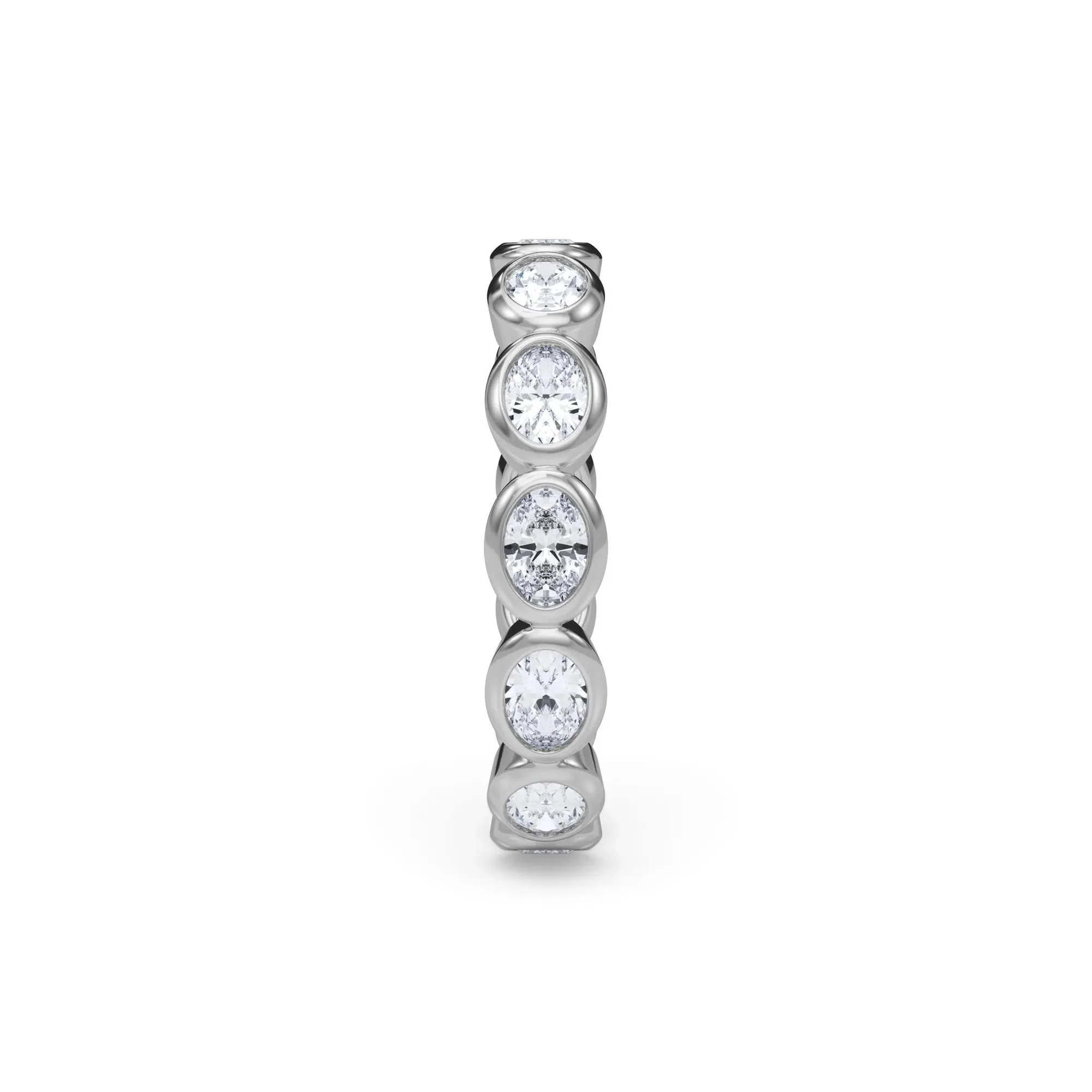 Lab Grown Diamond Oval Bezel-Set True Eternity Band Ring 14K White Gold Size 5.5 3.5mm - Image 3