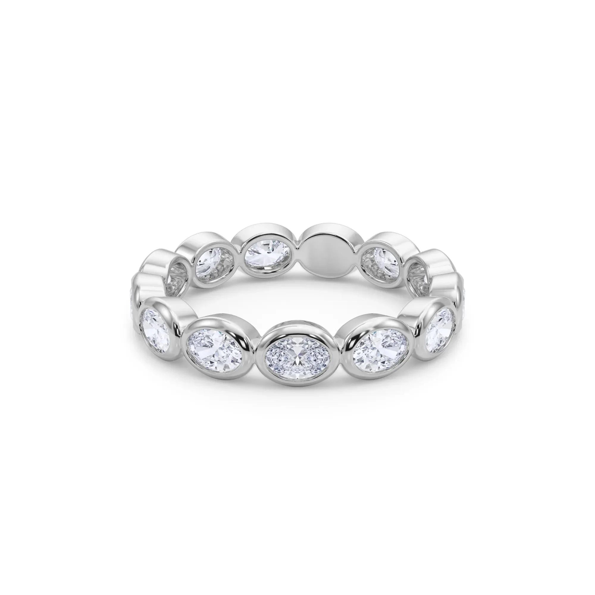 Lab Grown Diamond Oval Bezel-Set True Eternity Band Ring 14K White Gold Size 7 3.5mm - Image 4