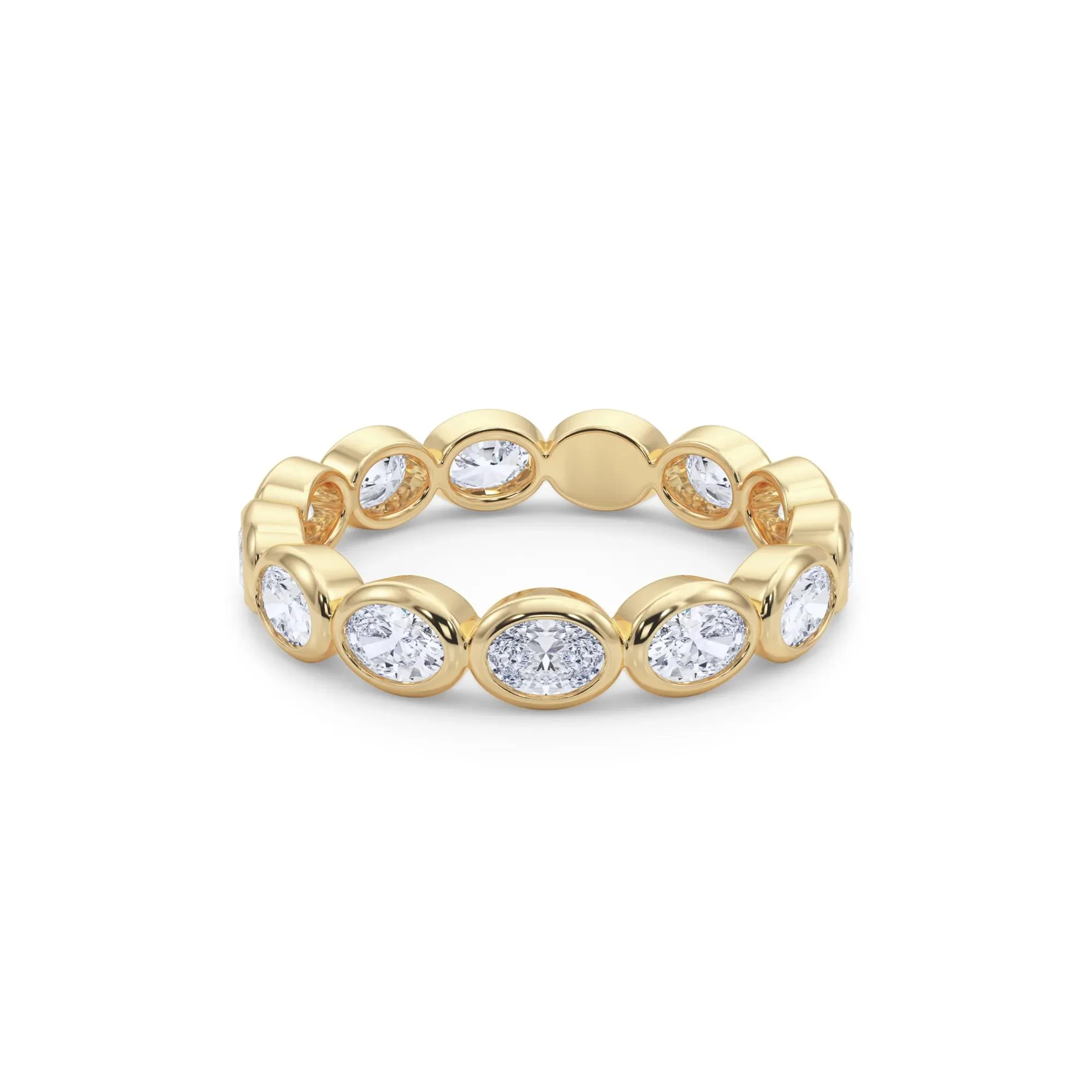 Lab Grown Diamond Bezel-Set Oval True Eternity Band Ring 14K Yellow Gold Size 6.5 3.5mm - Image 4