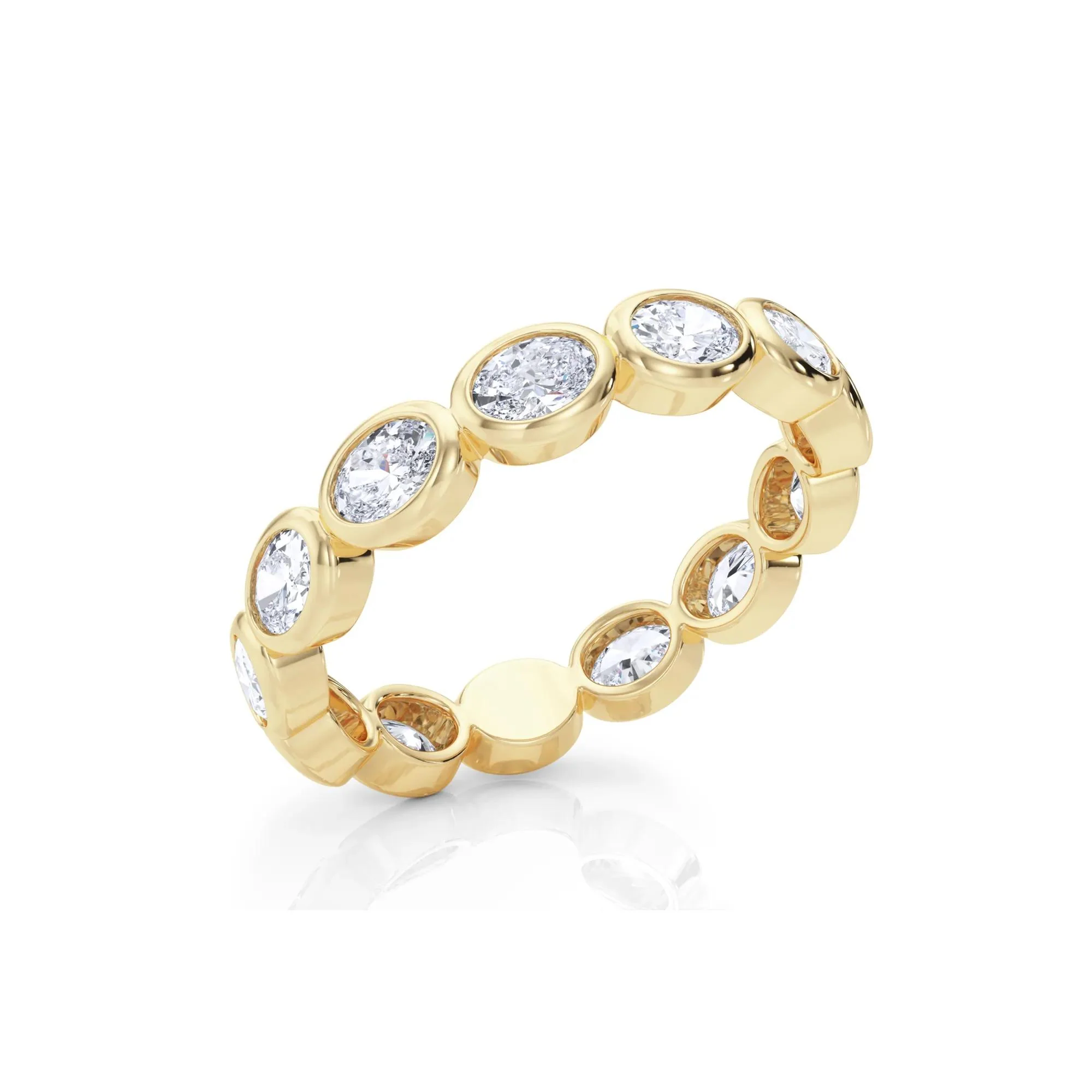 Lab Grown Diamond Bezel-Set Oval True Eternity Band Ring 14K Yellow Gold Size 7.5 3.5mm - Image 5