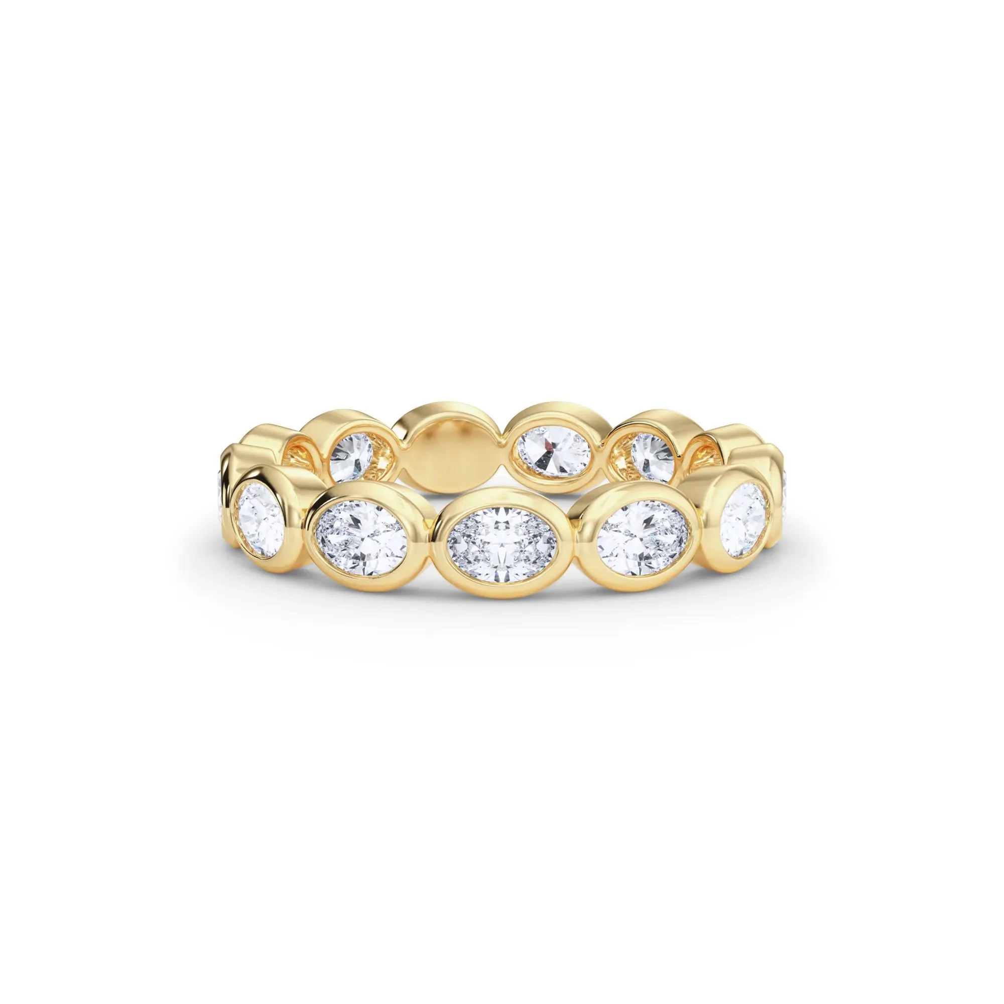 Lab Grown Diamond Bezel-Set Oval True Eternity Band Ring 14K Yellow Gold Size 9 3.5mm