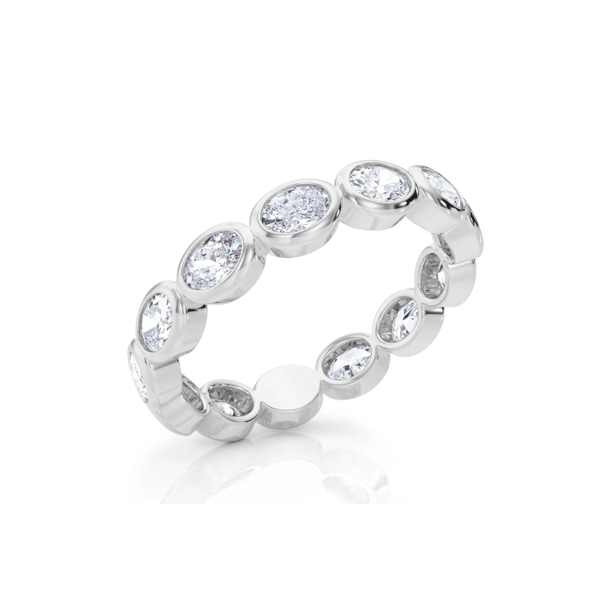 Lab Grown Diamond Bezel-Set Oval True Eternity Band Ring Platinum White Size 7 3.5mm - Image 5