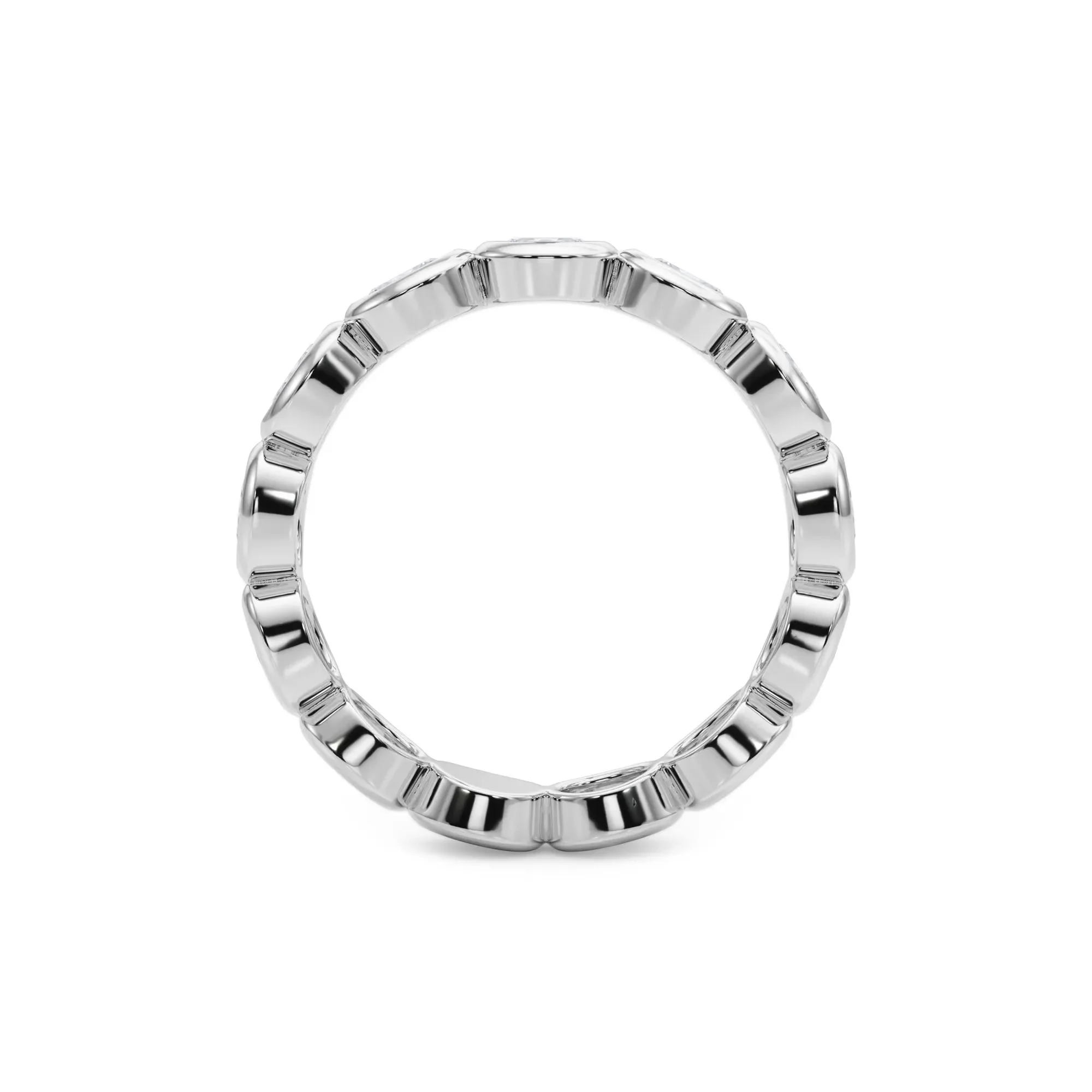 Lab Grown Diamond Bezel-Set Oval True Eternity Band Ring Platinum White Size 7.5 3.5mm - Image 2