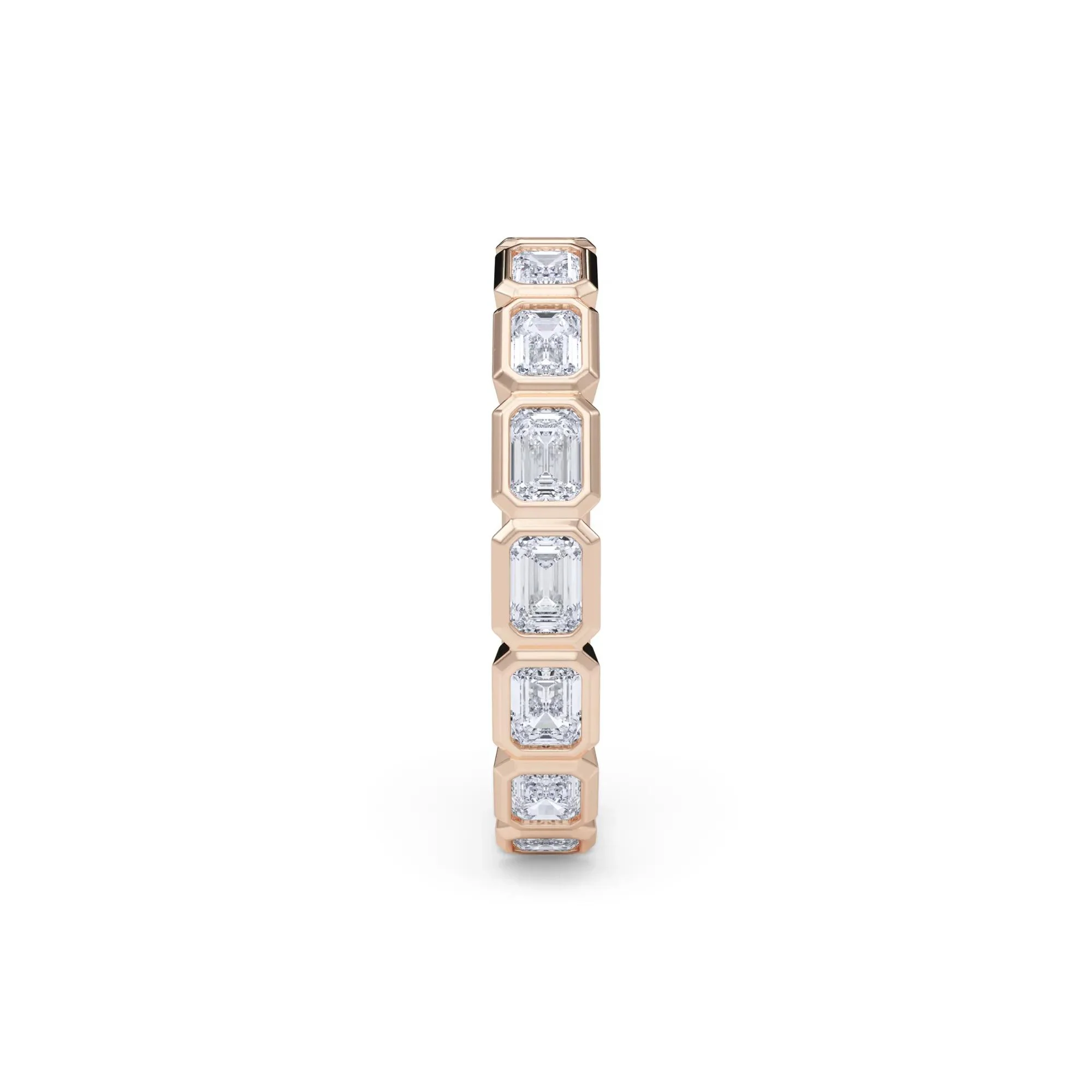 Lab Grown Diamond Bezel-Set Emerald-Cut True Eternity Band Ring 14K Rose Gold Size 4.5 3mm - Image 3