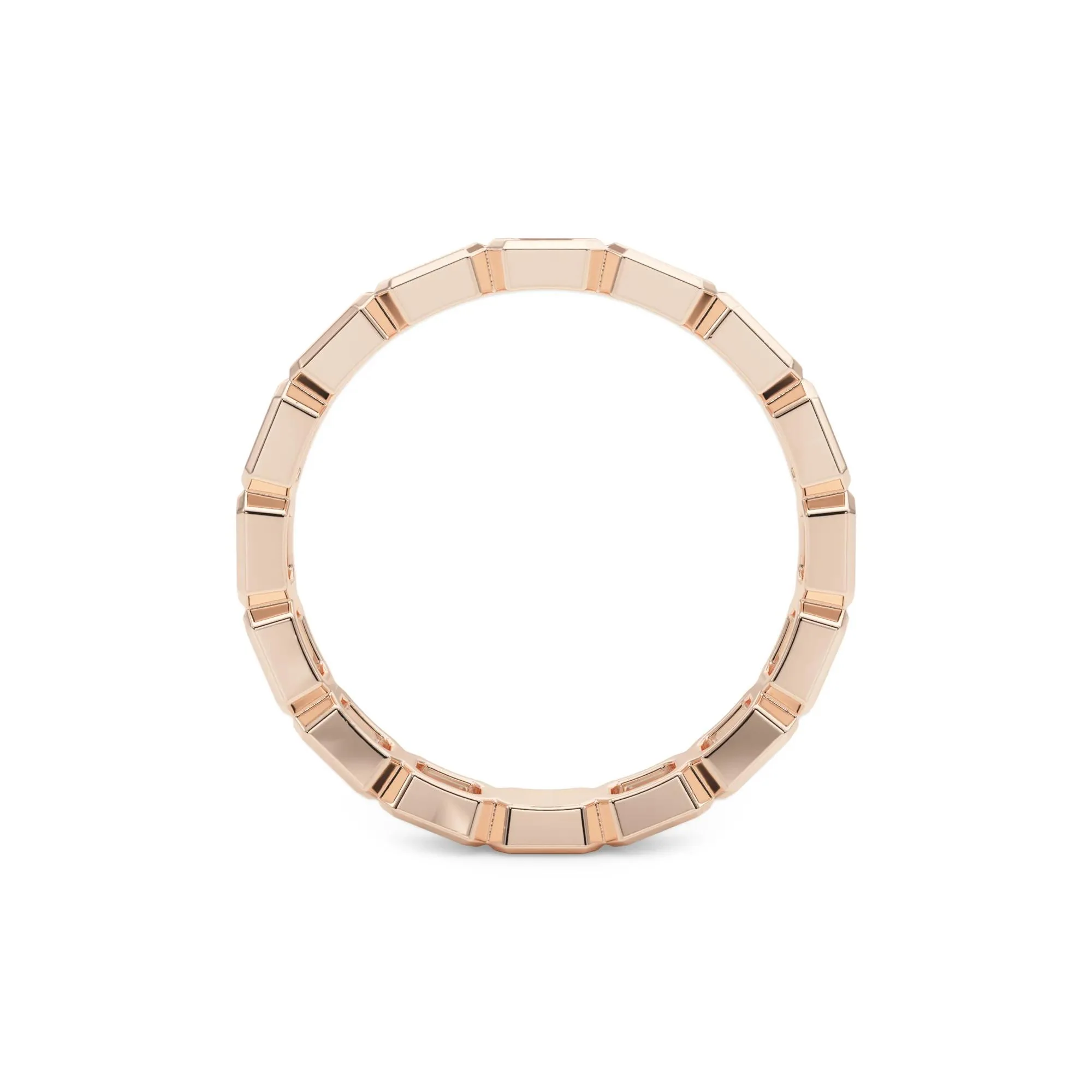 Lab Grown Diamond Bezel-Set Emerald-Cut True Eternity Band Ring 14K Rose Gold Size 6 3mm - Image 2