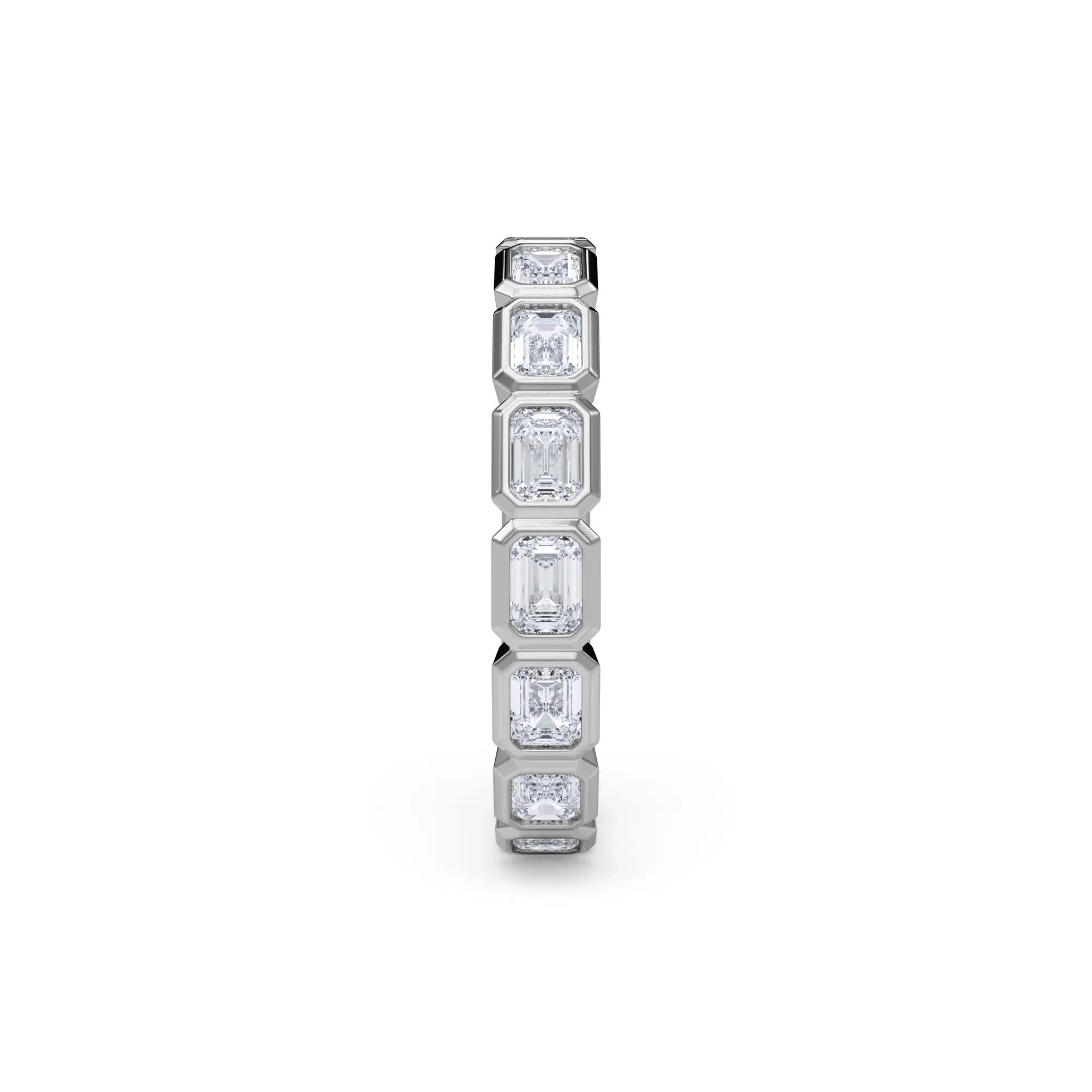 Lab Grown Diamond Bezel-Set Emerald-Cut True Eternity Band Ring 14K White Gold Size 5.5 3mm - Image 3