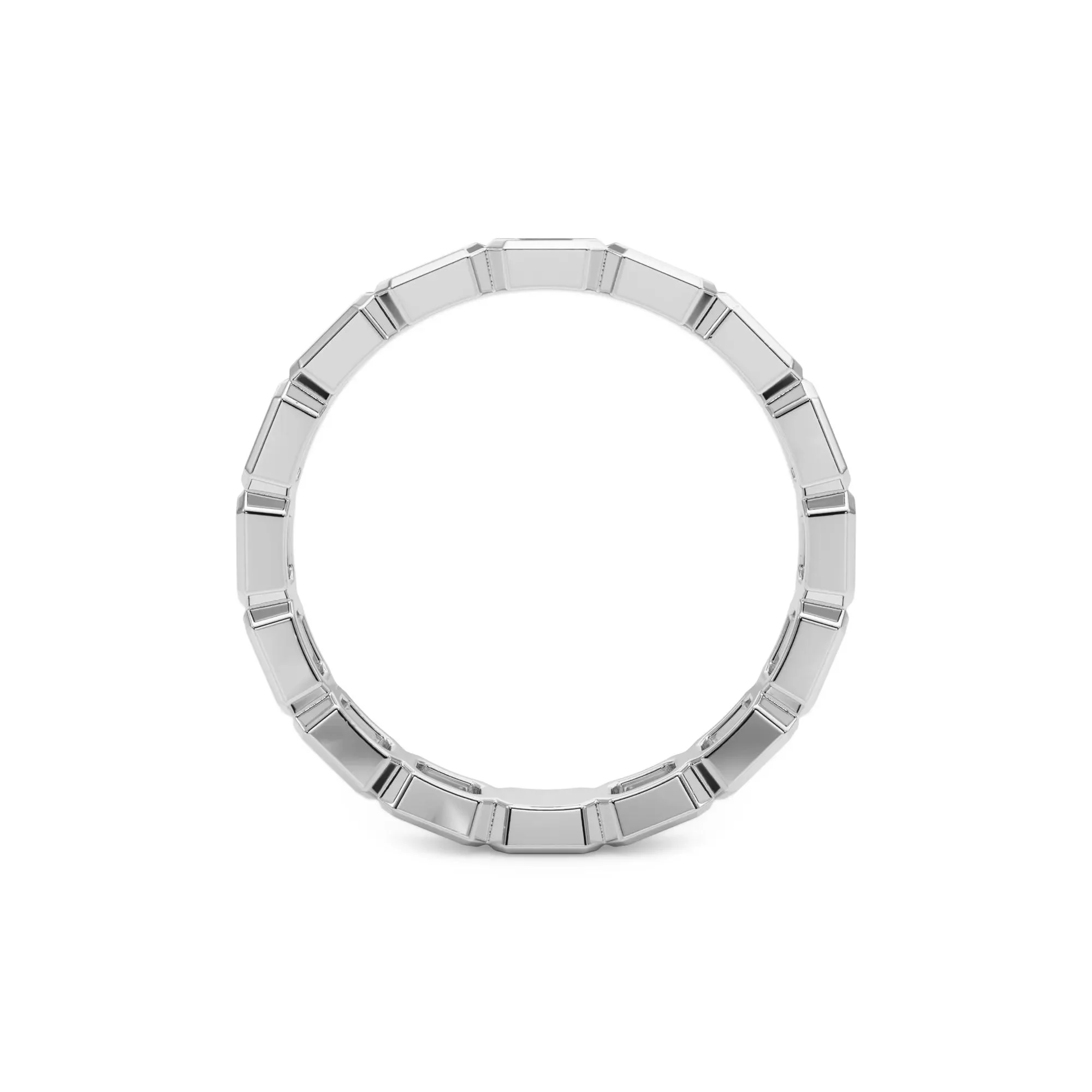 Lab Grown Diamond Bezel-Set Emerald-Cut True Eternity Band Ring 14K White Gold Size 9 3mm - Image 2