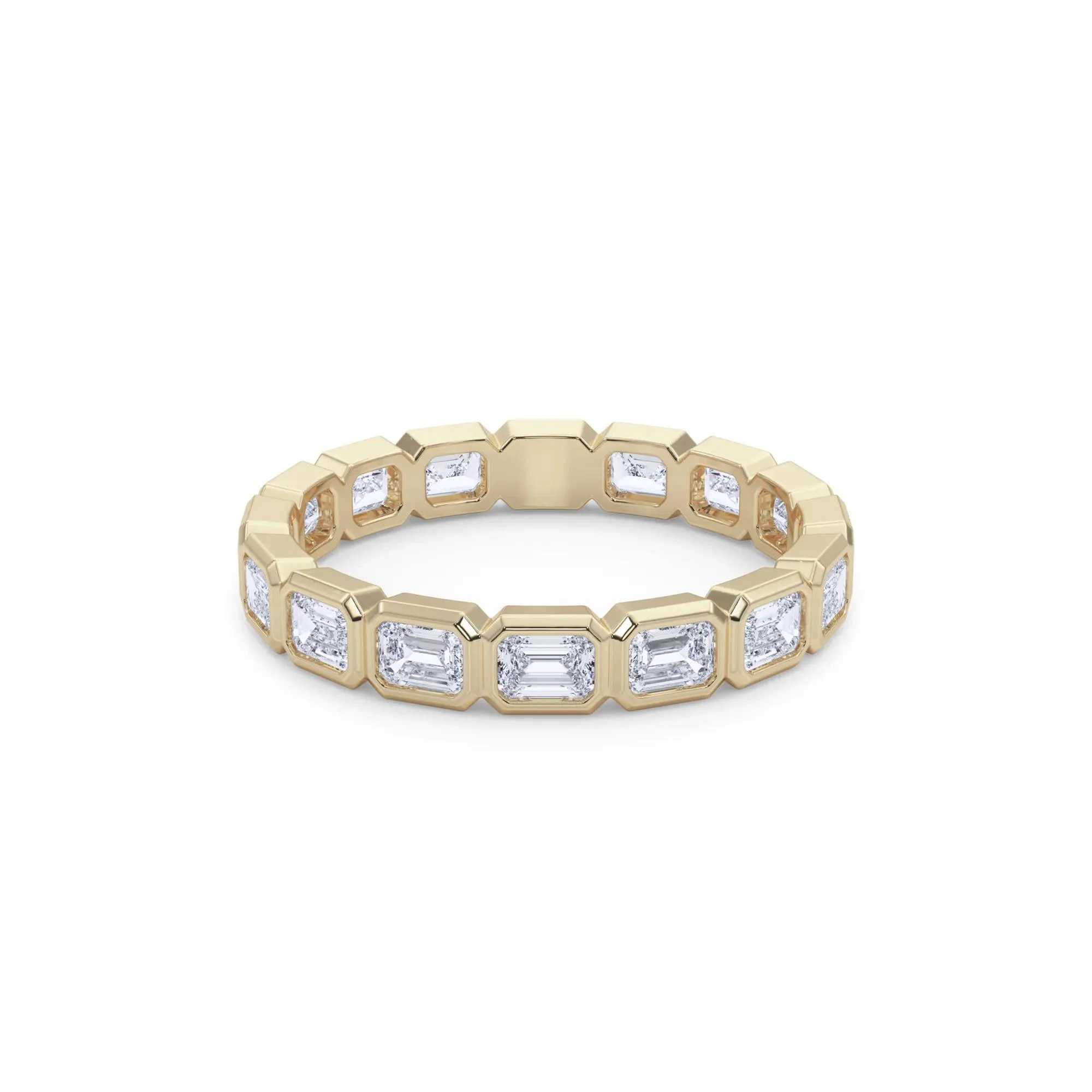 Lab Grown Diamond Bezel-Set Emerald-Cut True Eternity Band Ring 14K Yellow Gold Size 7 3mm - Image 4