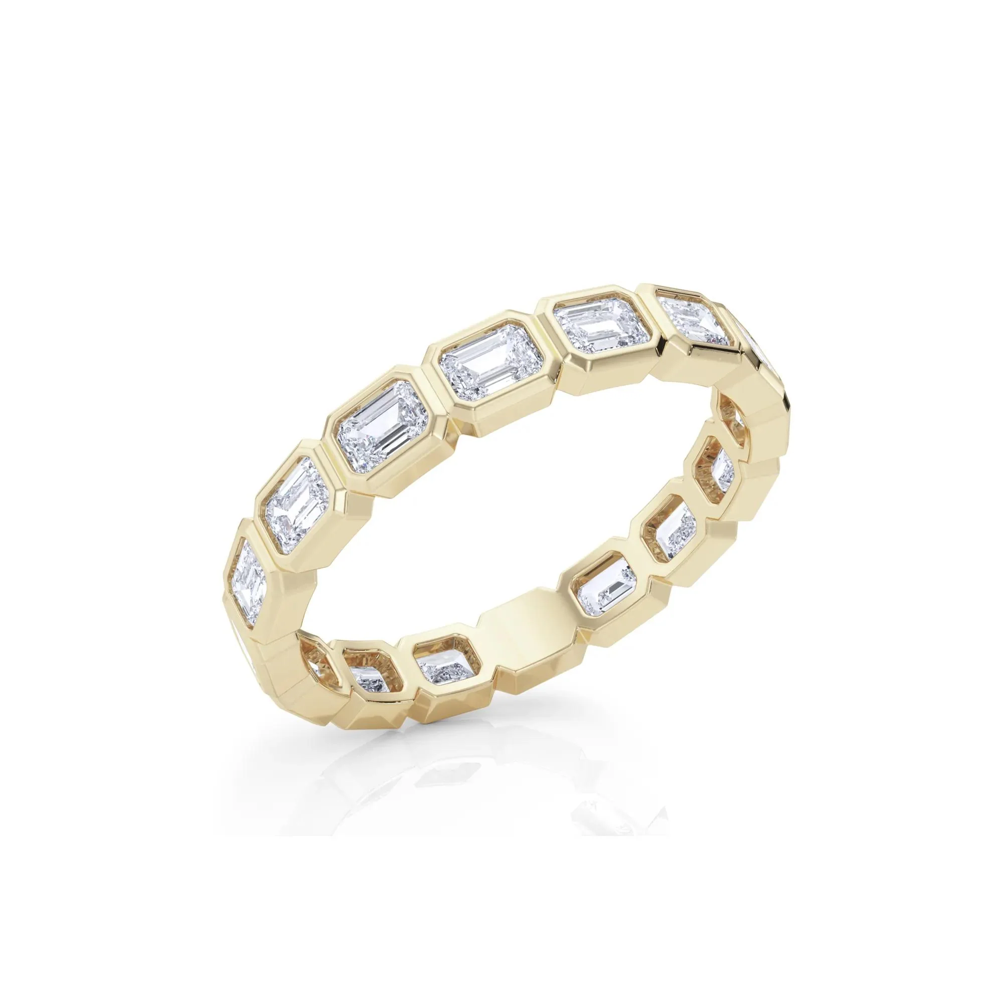 Lab Grown Diamond Bezel-Set Emerald-Cut True Eternity Band Ring 14K Yellow Gold Size 7.5 3mm - Image 5