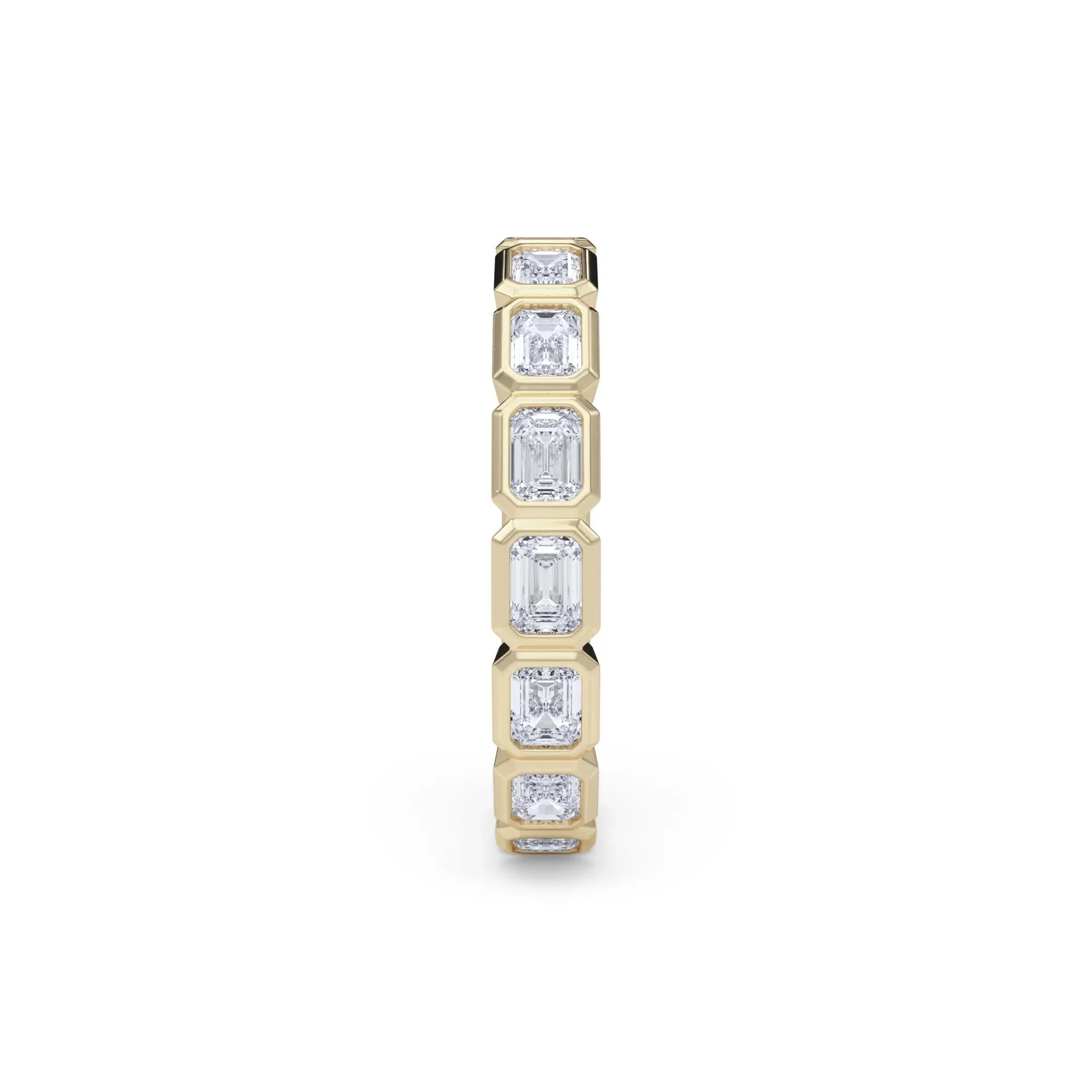 Lab Grown Diamond Bezel-Set Emerald-Cut True Eternity Band Ring 14K Yellow Gold Size 8.5 3mm - Image 3