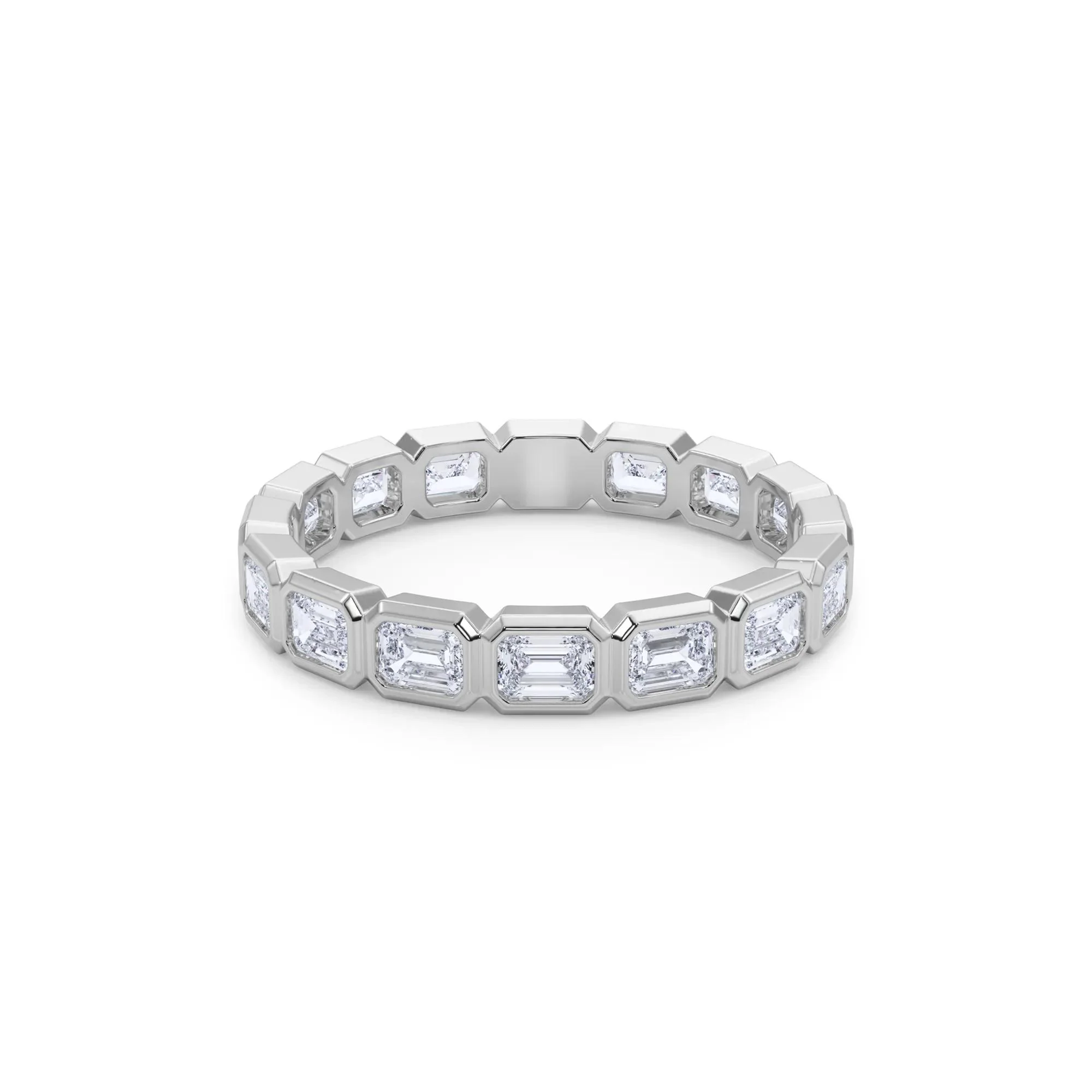 Lab Grown Diamond Bezel-Set Emerald-Cut True Eternity Band Ring Platinum White Size 7 3mm - Image 4