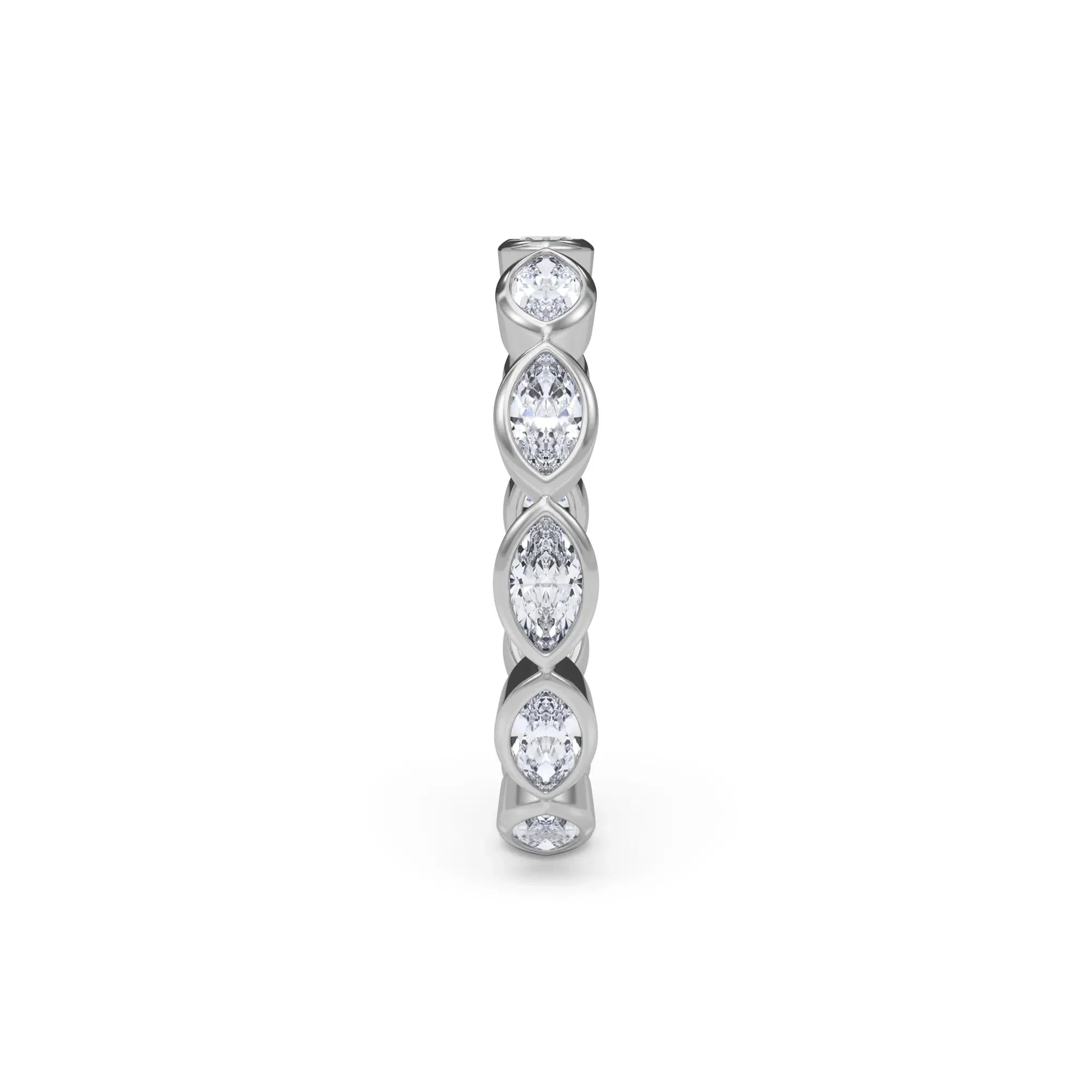 Lab Grown Diamond Bezel-Set Marquise True Eternity Band Ring Platinum White Size 8.5 3.5mm - Image 3