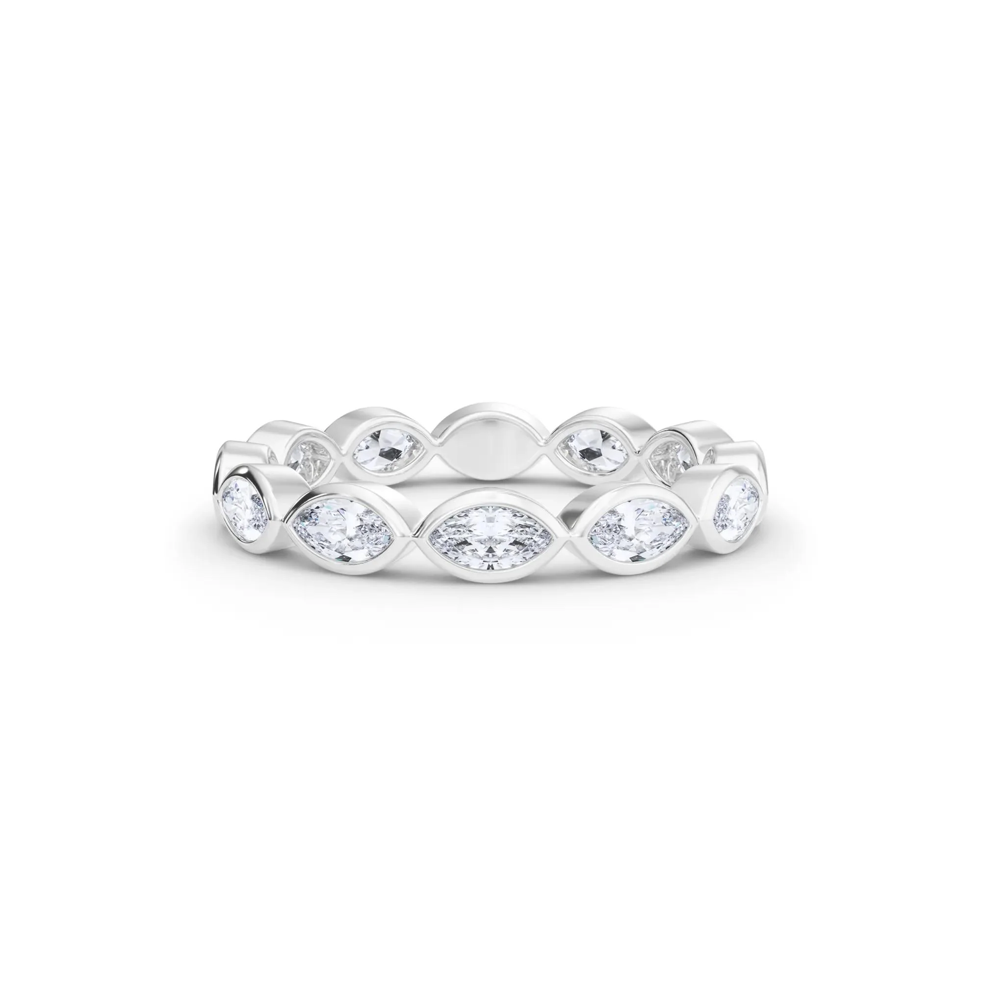 Lab Grown Diamond Bezel-Set Marquise True Eternity Band Ring Platinum White Size 9 3.5mm