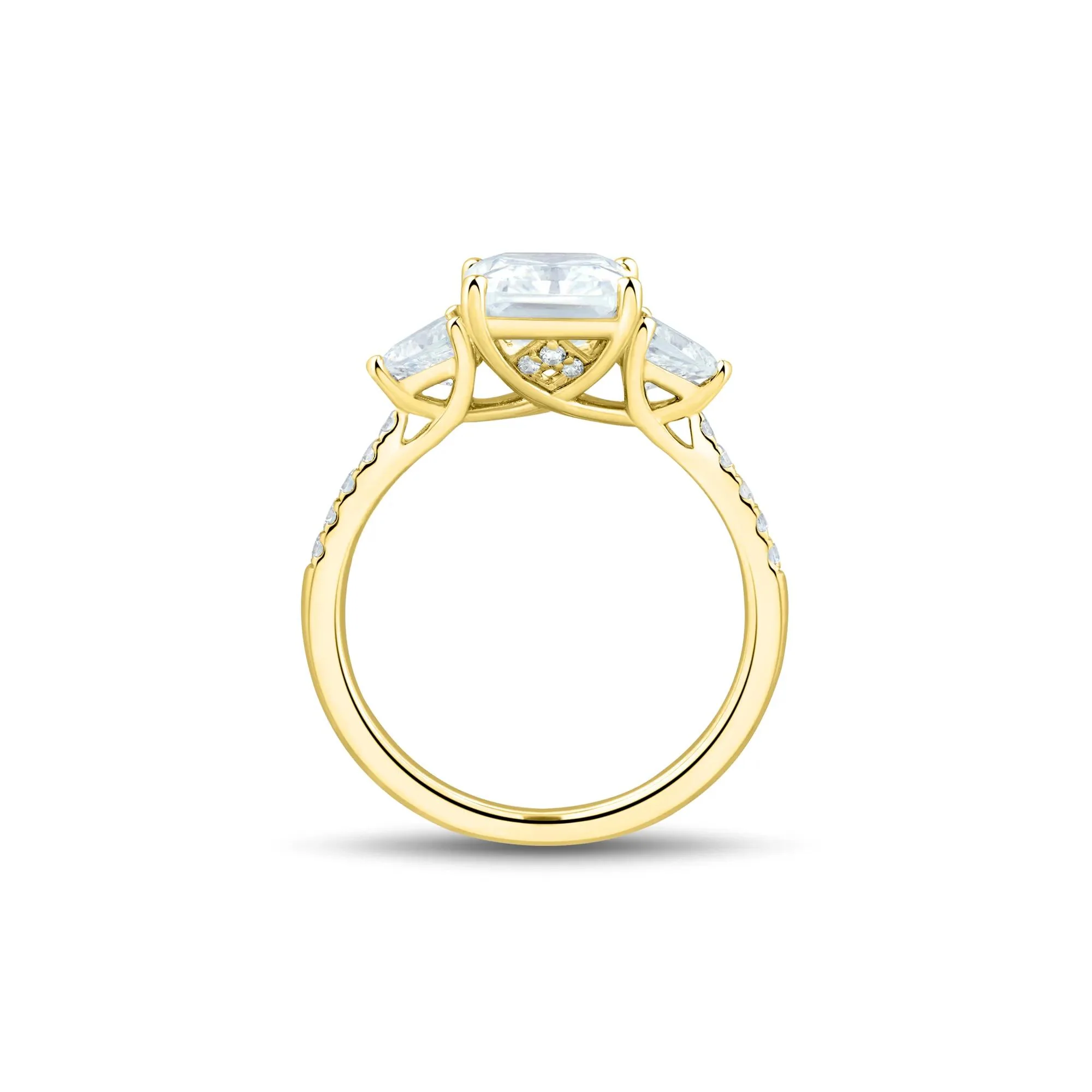 3 1/2 CT. Tw. Lab Grown Diamond Radiant-Cut Engagement Ring 14K Yellow Gold Round Brilliant Cut Size 6 1.5mm - Image 2