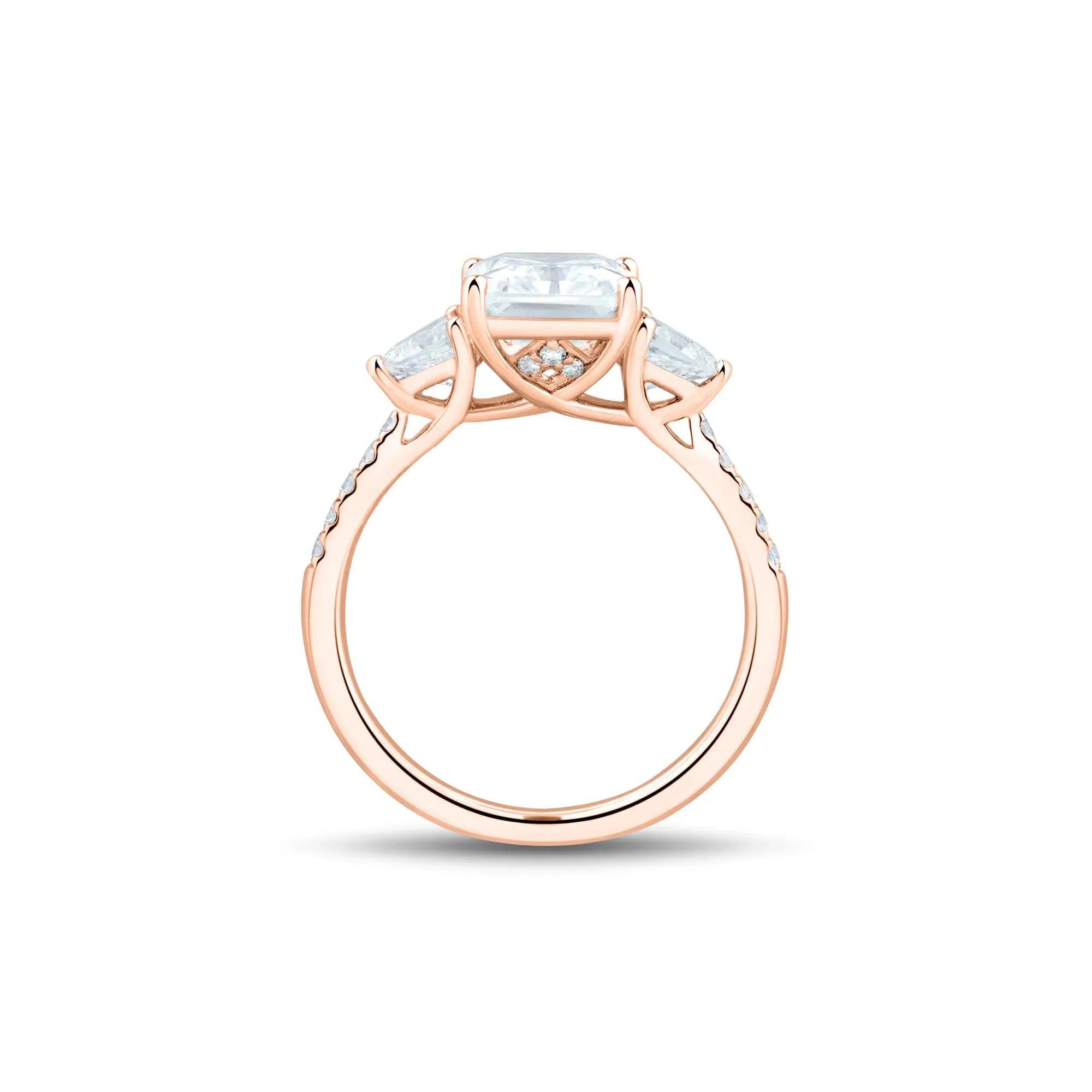 3 1/2 CT. Tw. Lab Grown Diamond Radiant-Cut Engagement Ring 14K Rose Gold Round Brilliant Cut Size 5 1.5mm - Image 2