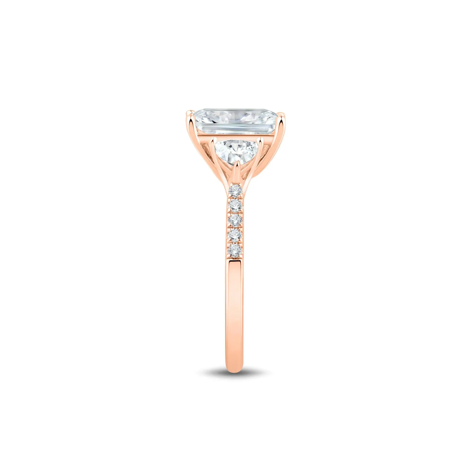 3 1/2 CT. Tw. Lab Grown Diamond Radiant-Cut Engagement Ring 14K Rose Gold Round Brilliant Cut Size 5 1.5mm - Image 3
