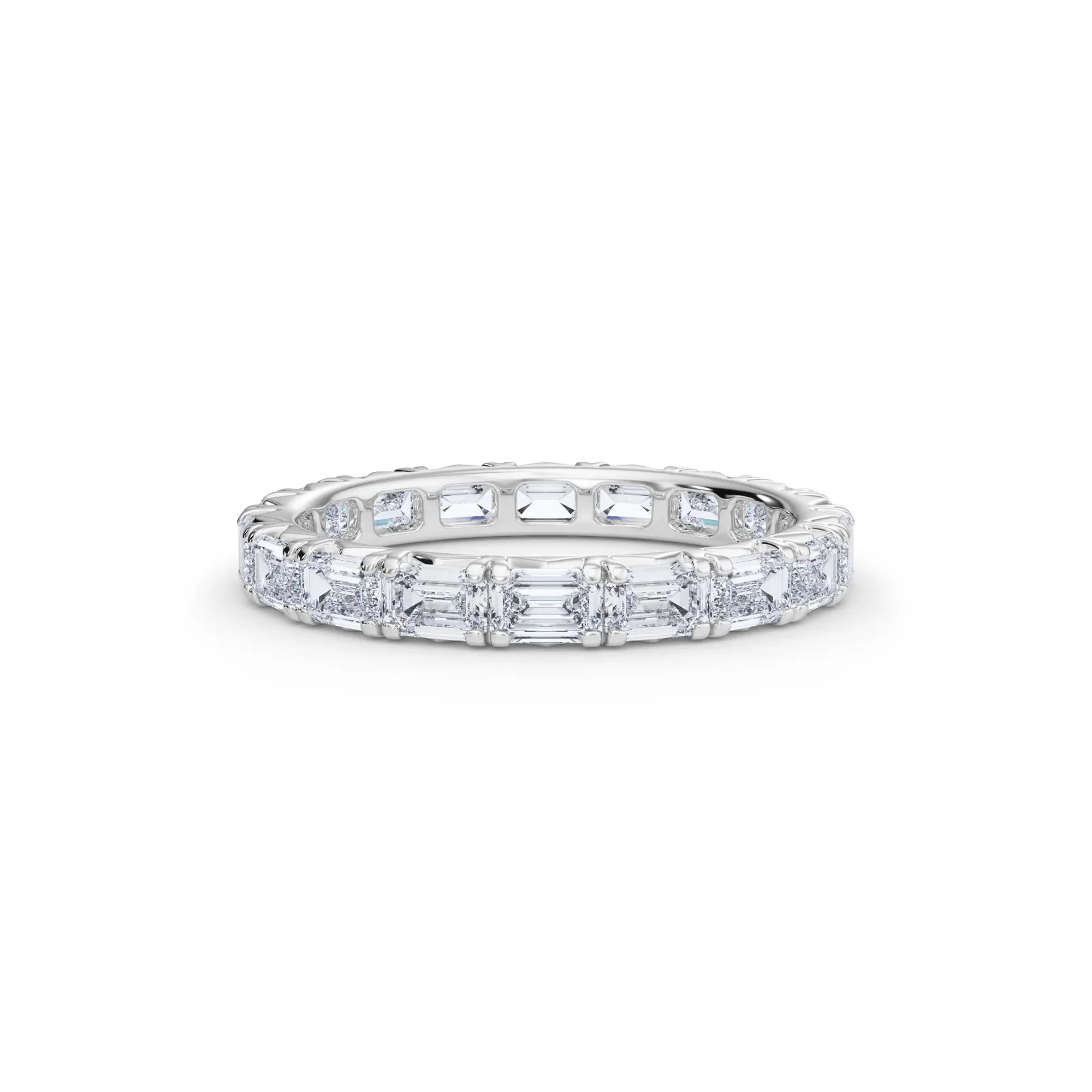 2 1/7 CT. Tw. Lab Grown Emerald-Cut Diamond Eternity Band Ring 14K White Gold Size 5 3mm