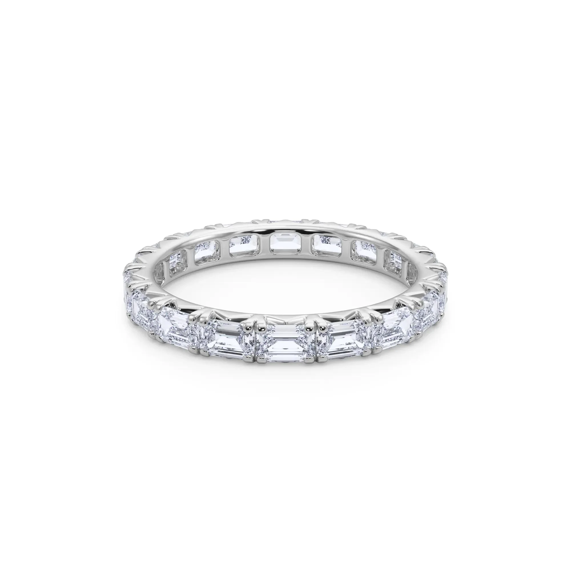 2 1/7 CT. Tw. Lab Grown Emerald-Cut Diamond Eternity Band Ring 14K White Gold Size 5 3mm - Image 4