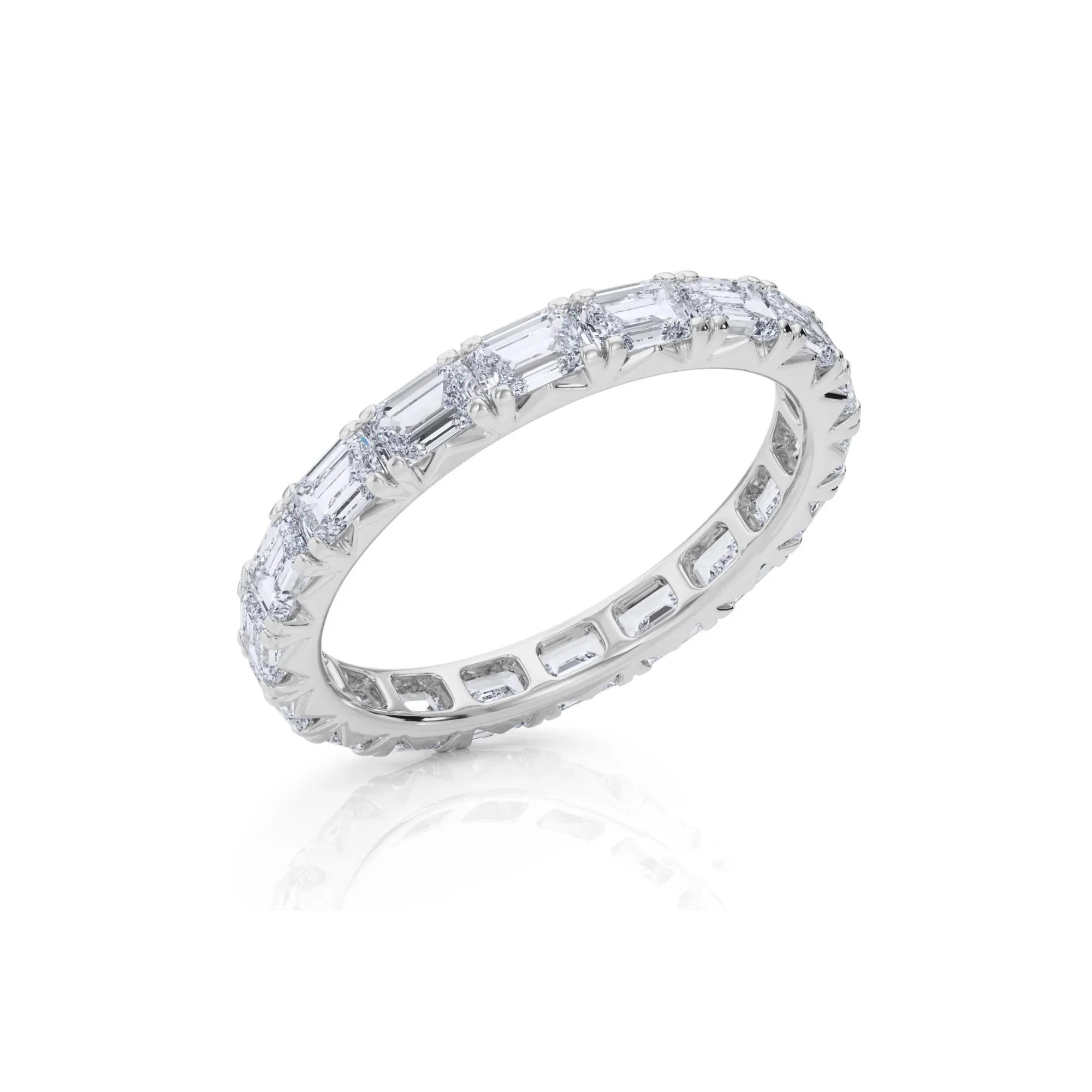 2 1/7 CT. Tw. Lab Grown Emerald-Cut Diamond Eternity Band Ring 14K White Gold Size 5.5 3mm - Image 3