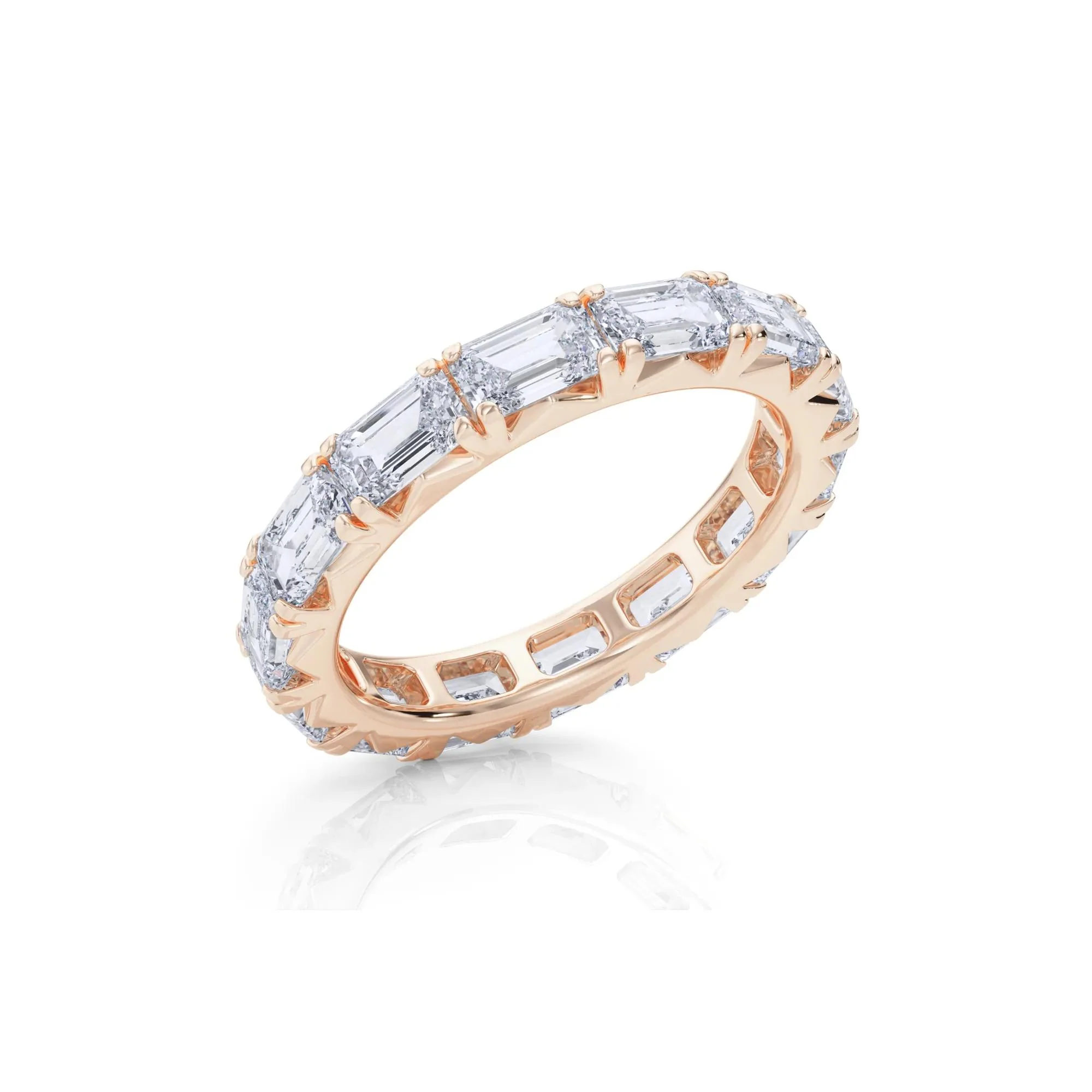 3 7/8 CT. Tw. Emerald-Cut Lab Grown Diamond Eternity Band Ring 14K Rose Gold Size 4.5 4mm - Image 3