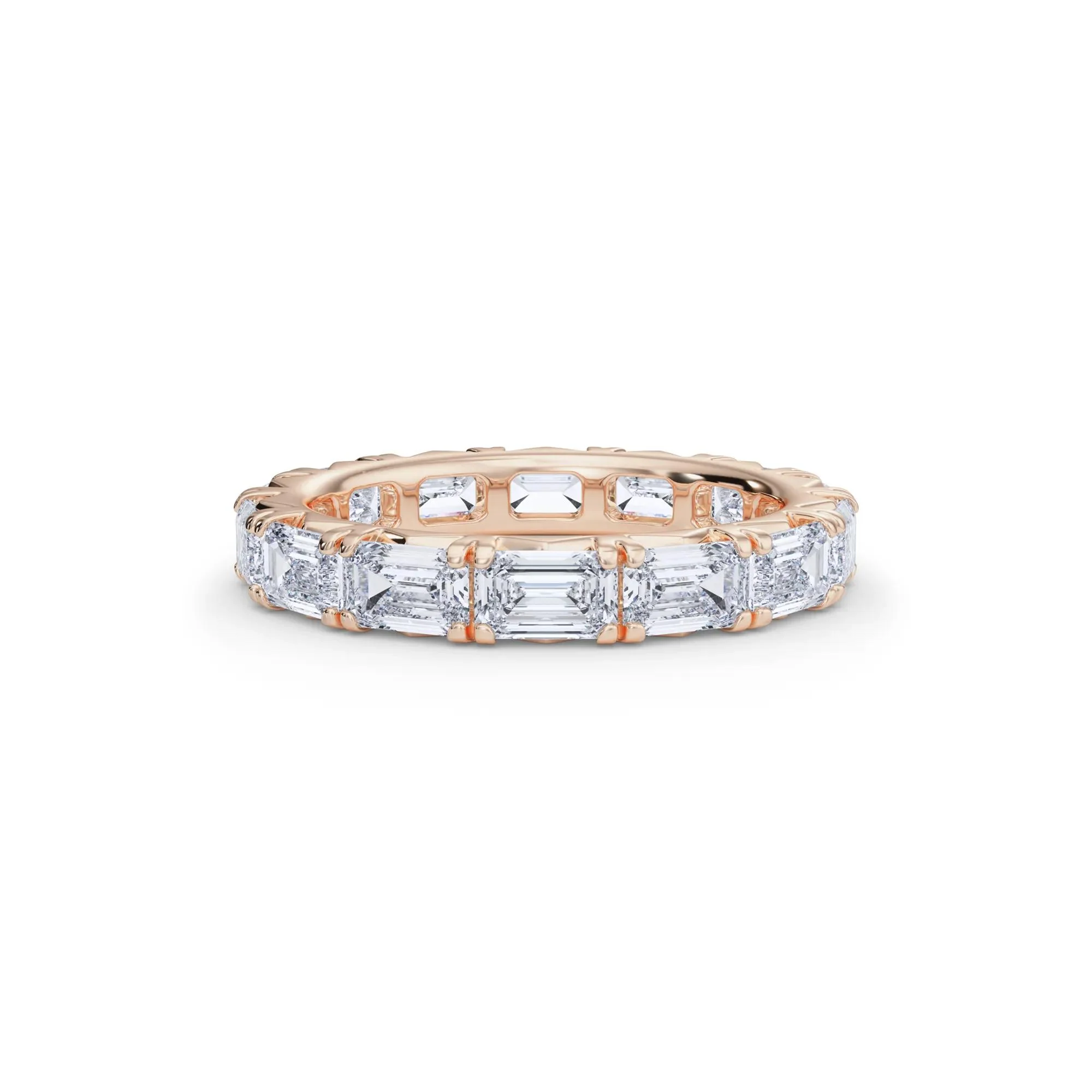3 7/8 CT. Tw. Emerald-Cut Lab Grown Diamond Eternity Band Ring 14K Rose Gold Size 5.5 4mm
