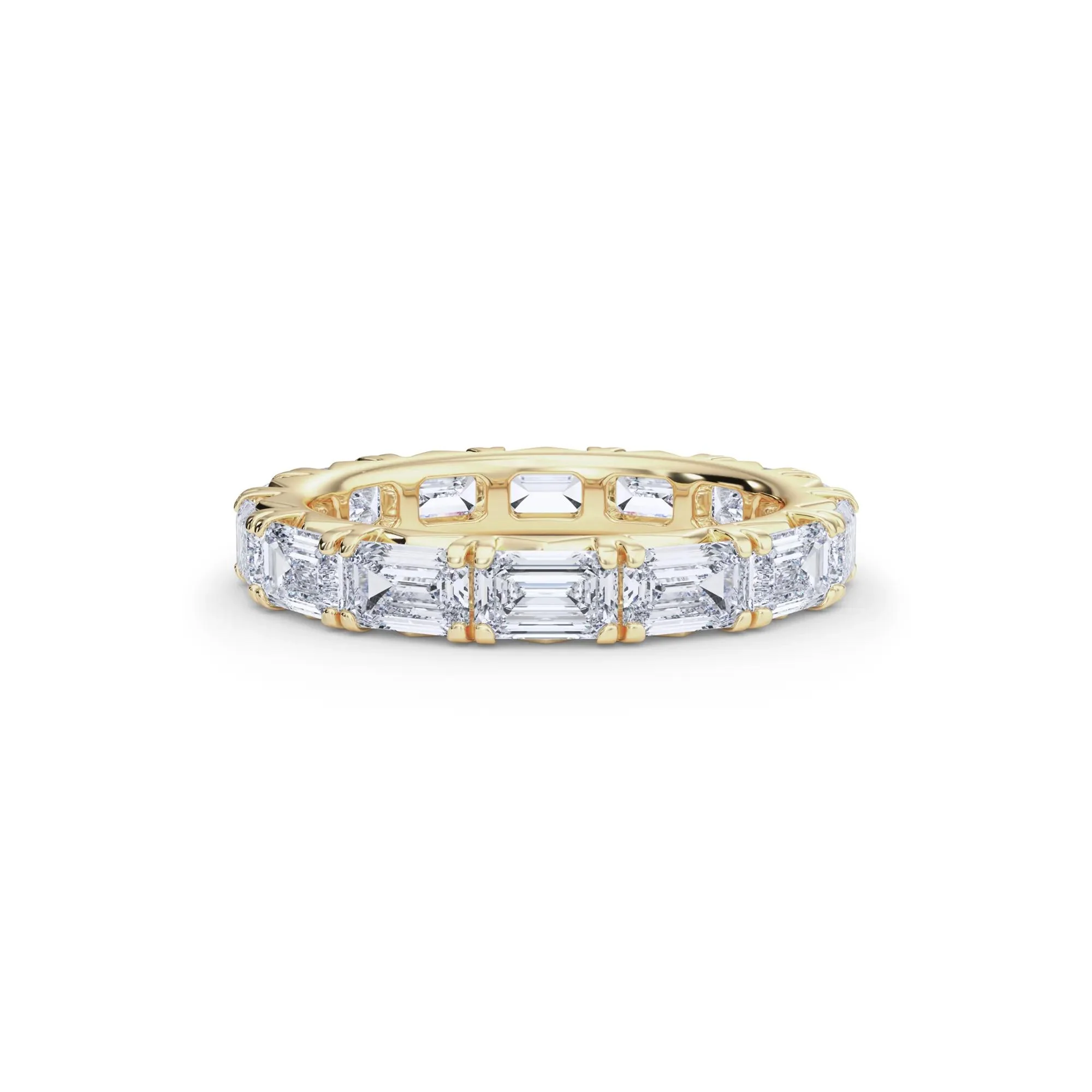 3 7/8 CT. Tw. Emerald-Cut Lab Grown Diamond Eternity Band Ring 14K Yellow Gold Size 4 4mm