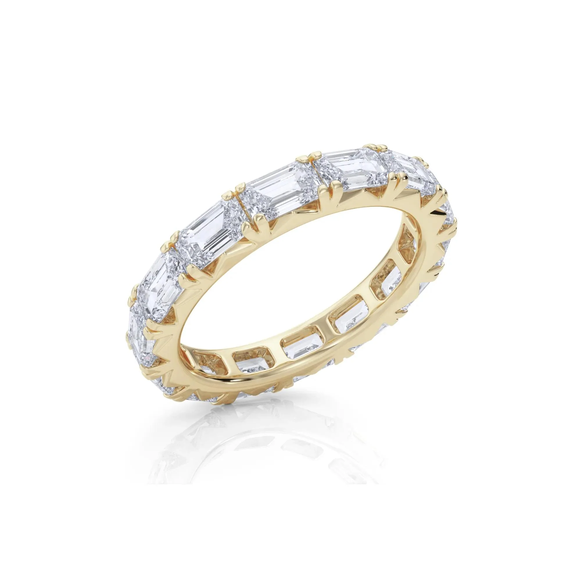 3 7/8 CT. Tw. Emerald-Cut Lab Grown Diamond Eternity Band Ring 14K Yellow Gold Size 8.5 4mm - Image 3