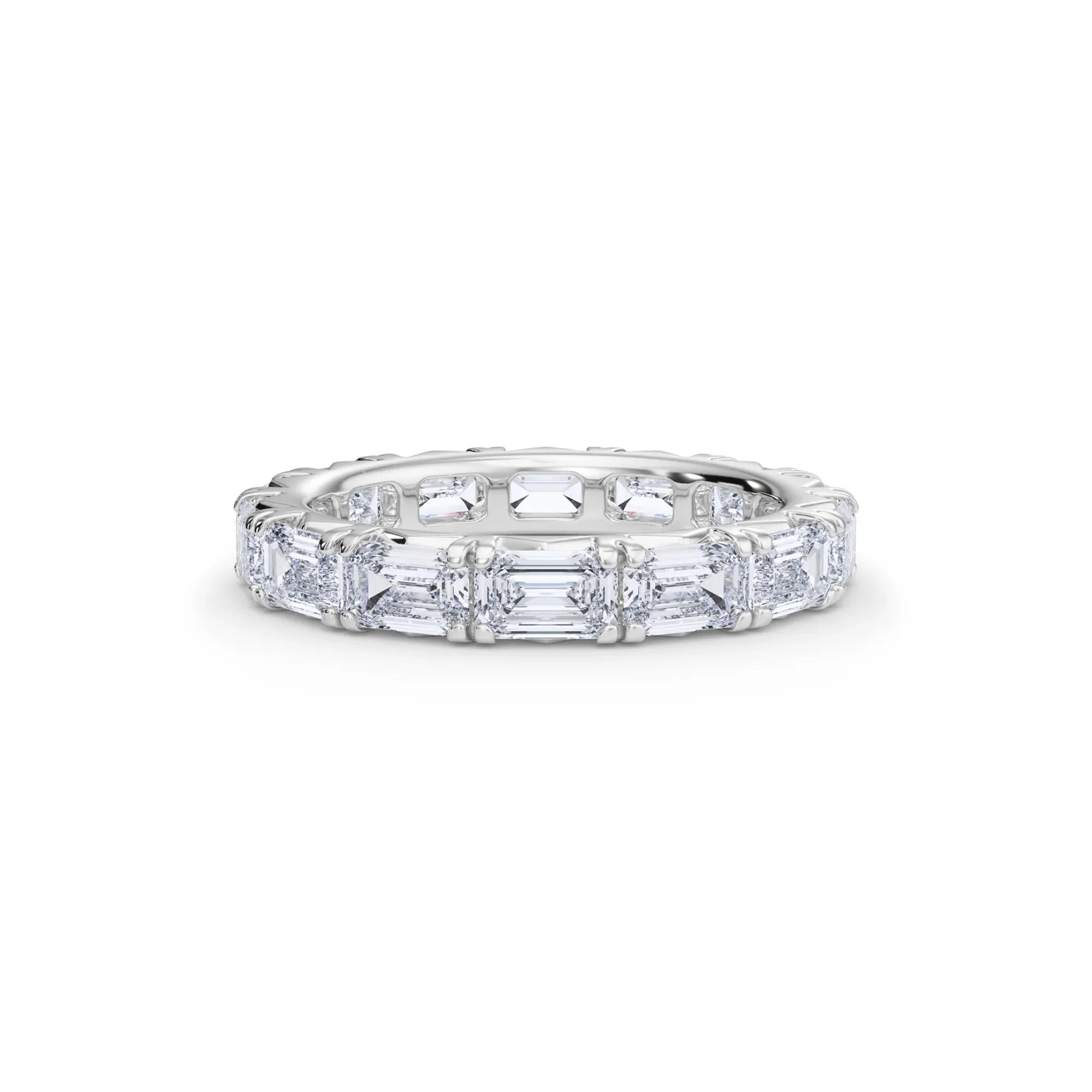 3 7/8 CT. Tw. Emerald-Cut Lab Grown Diamond Eternity Band Ring Platinum White Size 6 4mm