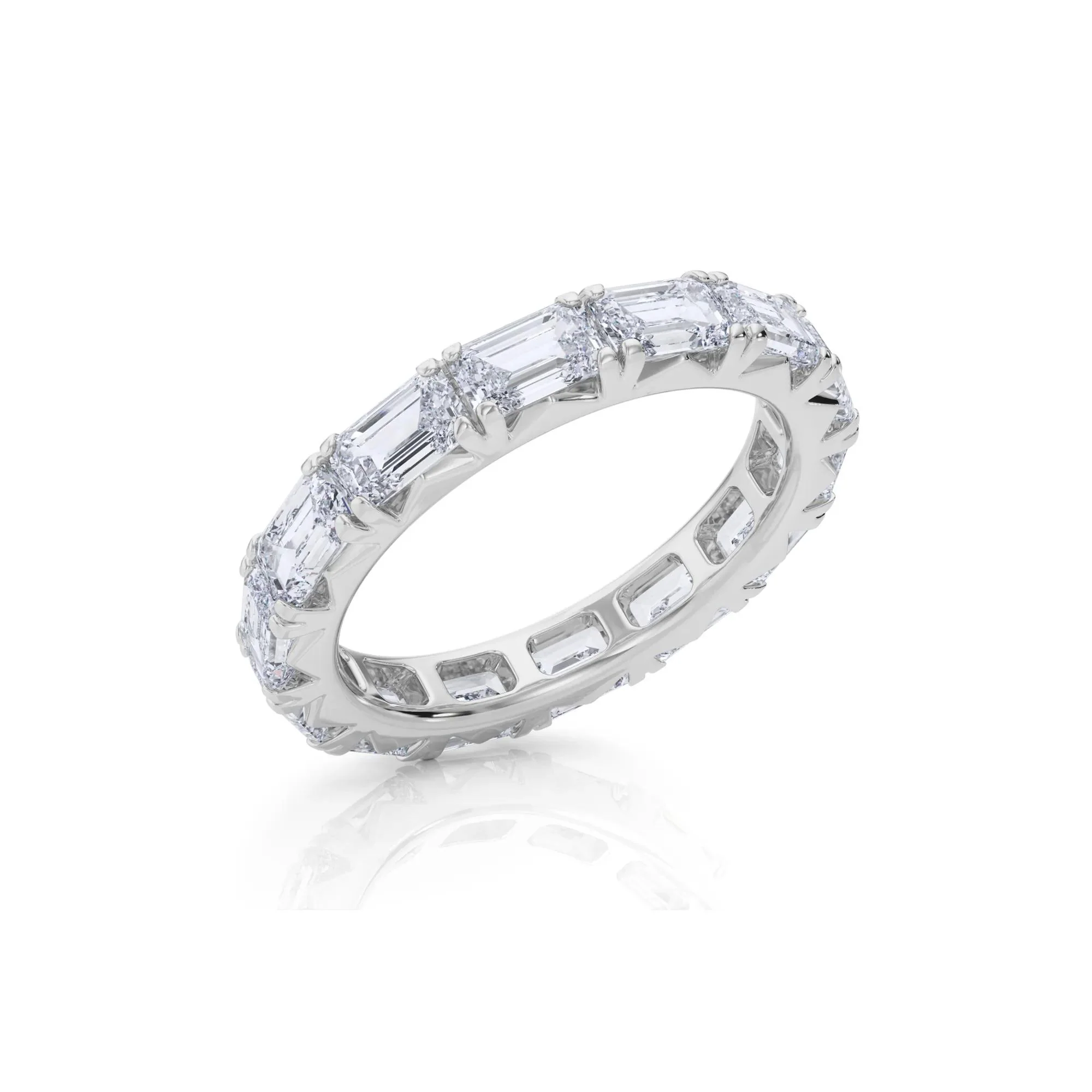 3 7/8 CT. Tw. Emerald-Cut Lab Grown Diamond Eternity Band Ring Platinum White Size 7 4mm - Image 3