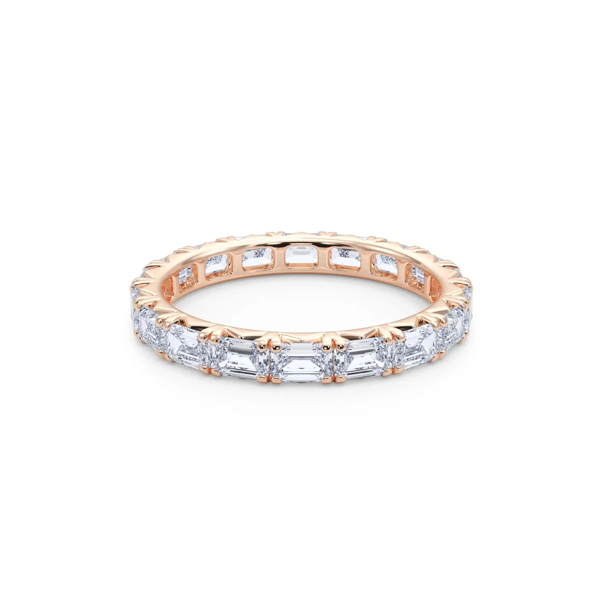 2 1/7 CT. Tw. Lab Grown Emerald-Cut Diamond Eternity Band Ring 14K Rose Gold Size 4 3mm - Image 4