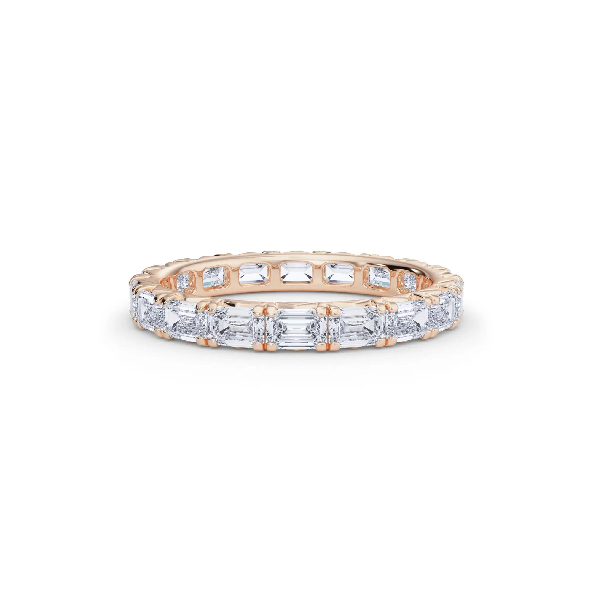 2 1/7 CT. Tw. Lab Grown Emerald-Cut Diamond Eternity Band Ring 14K Rose Gold Size 4.5 3mm