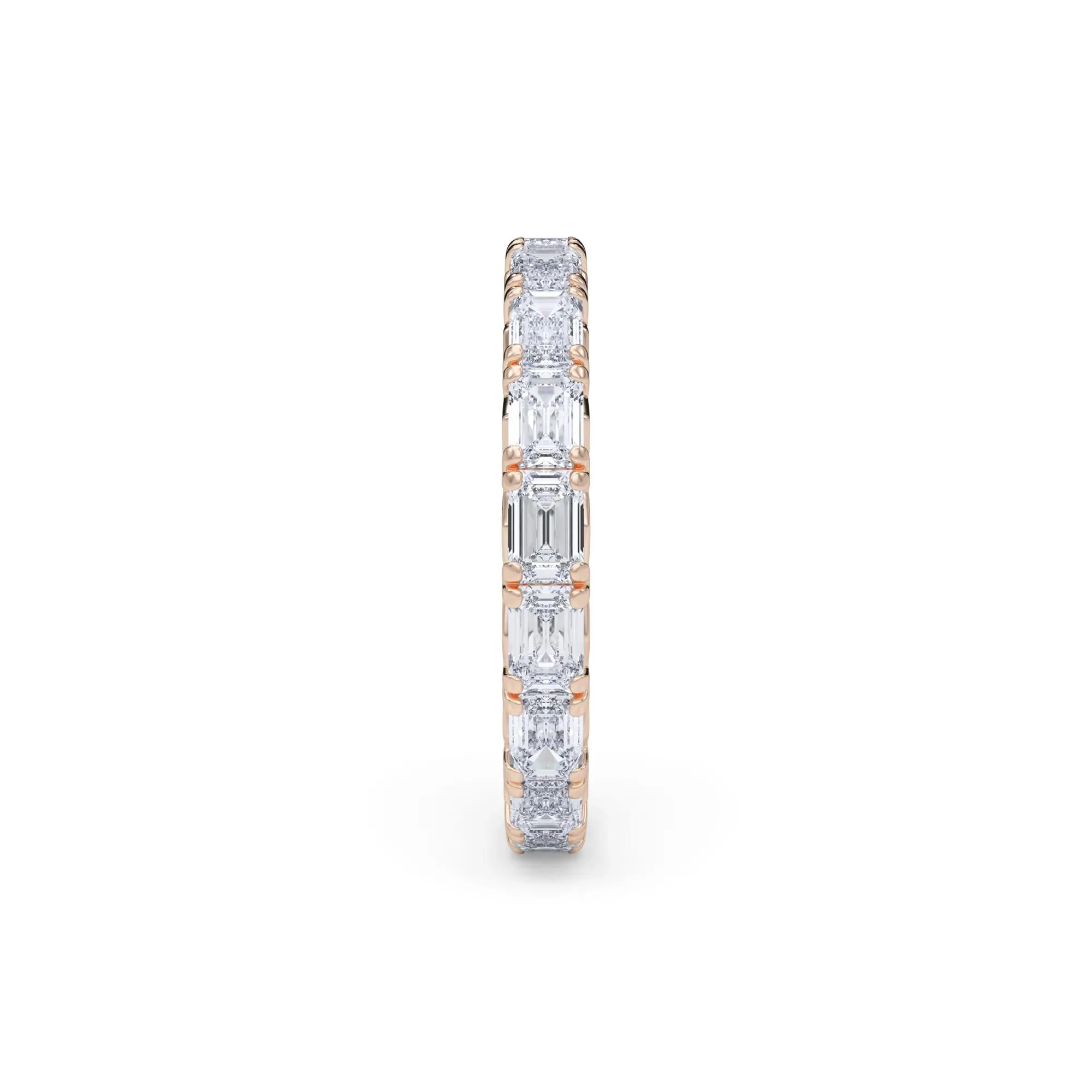 2 1/7 CT. Tw. Lab Grown Emerald-Cut Diamond Eternity Band Ring 14K Rose Gold Size 7 3mm - Image 3