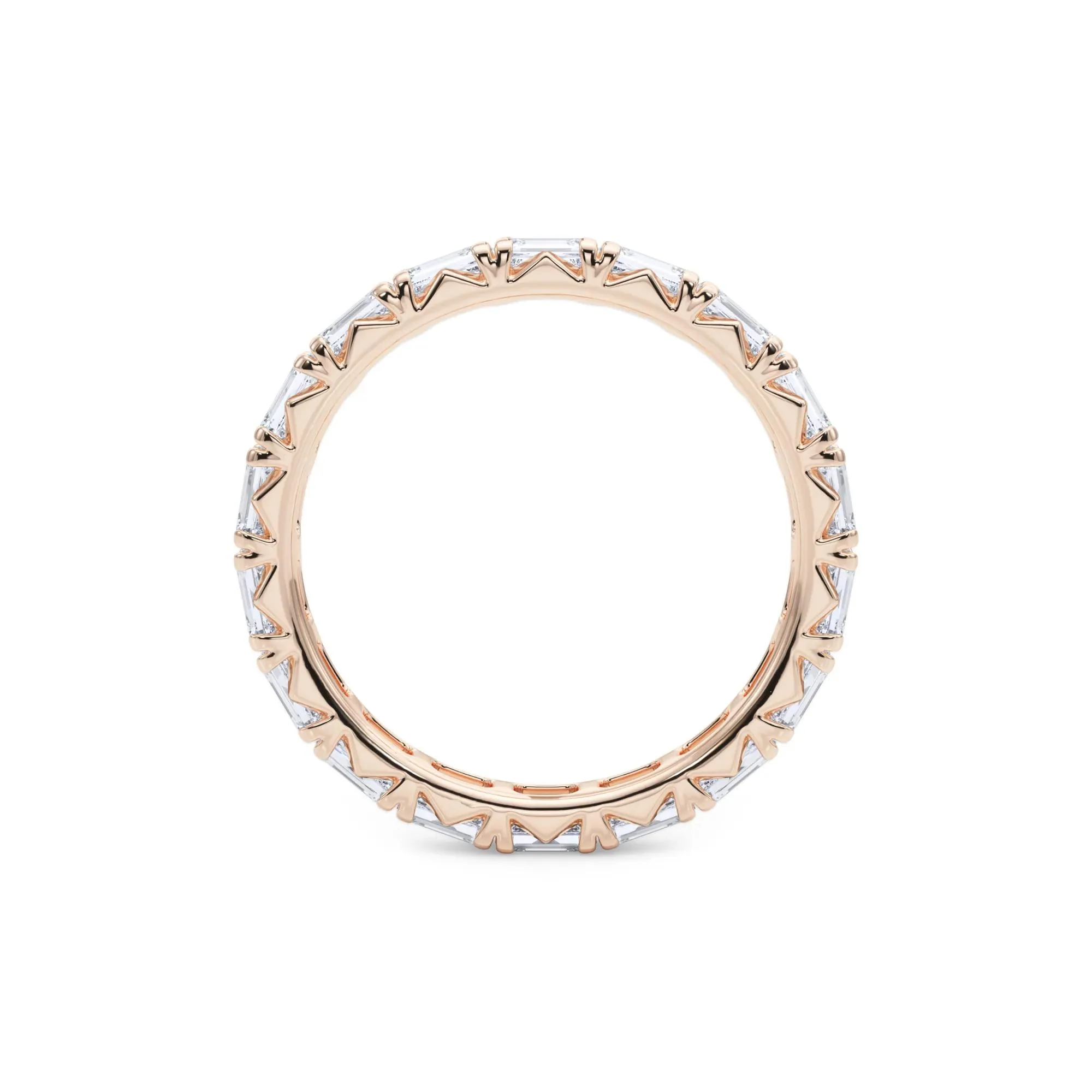 2 1/7 CT. Tw. Lab Grown Emerald-Cut Diamond Eternity Band Ring 14K Rose Gold Size 8 3mm - Image 2