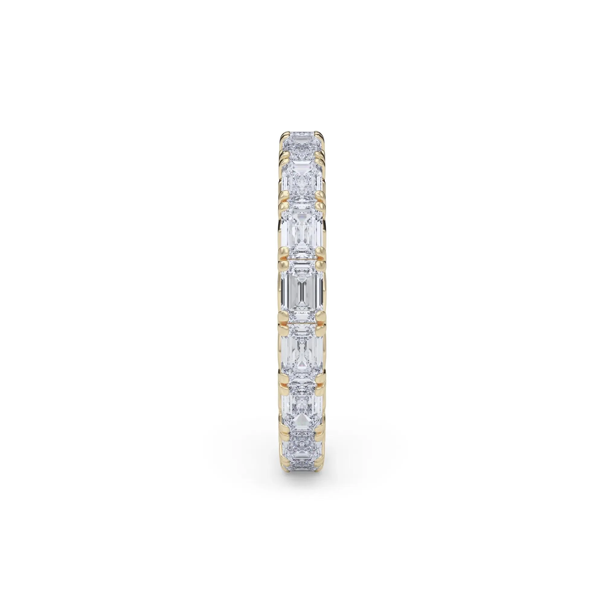 2 1/7 CT. Tw. Lab Grown Emerald-Cut Diamond Eternity Band Ring 14K Yellow Gold Size 4 3mm - Image 3