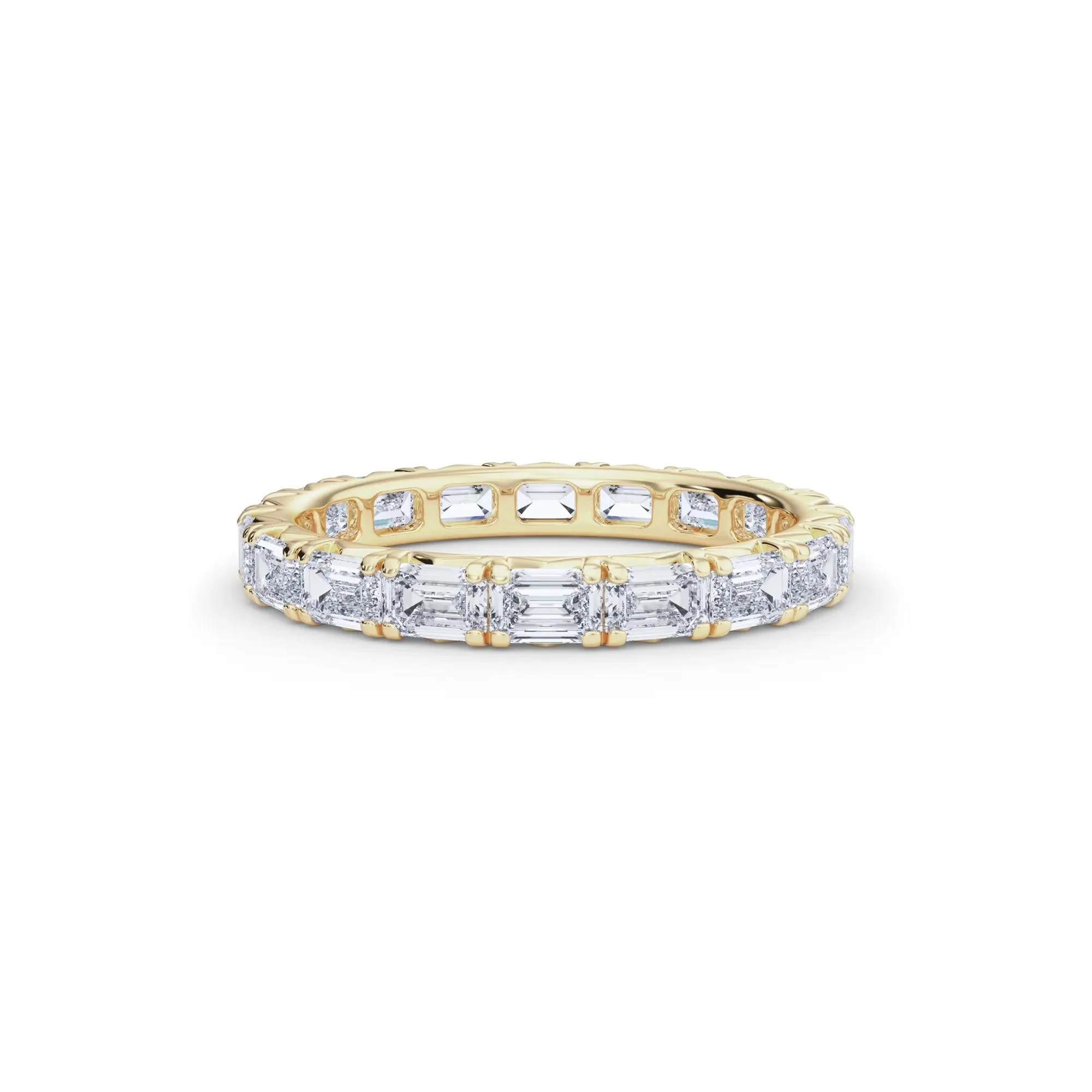 2 1/7 CT. Tw. Lab Grown Emerald-Cut Diamond Eternity Band Ring 14K Yellow Gold Size 6.5 3mm