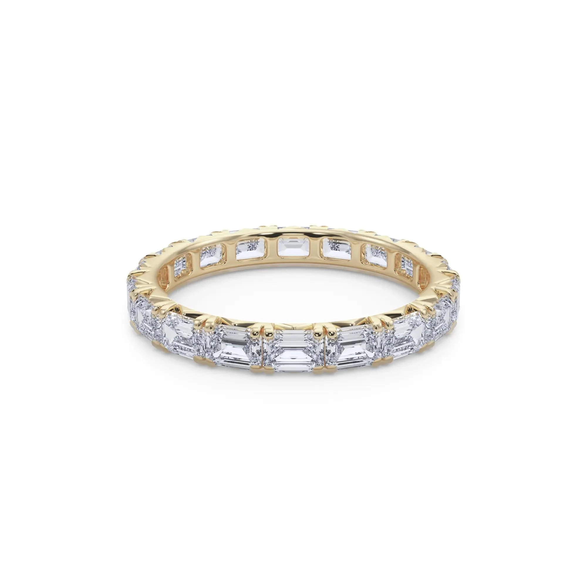 2 1/7 CT. Tw. Lab Grown Emerald-Cut Diamond Eternity Band Ring 14K Yellow Gold Size 6.5 3mm - Image 4