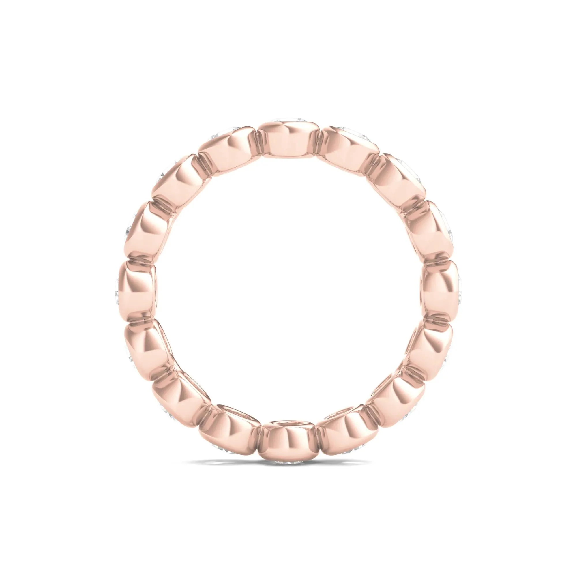 2 CT. Tw. Round Lab Grown Diamond Bezel-Set Eternity Band Ring 14K Rose Gold Size 7.5 - Image 2