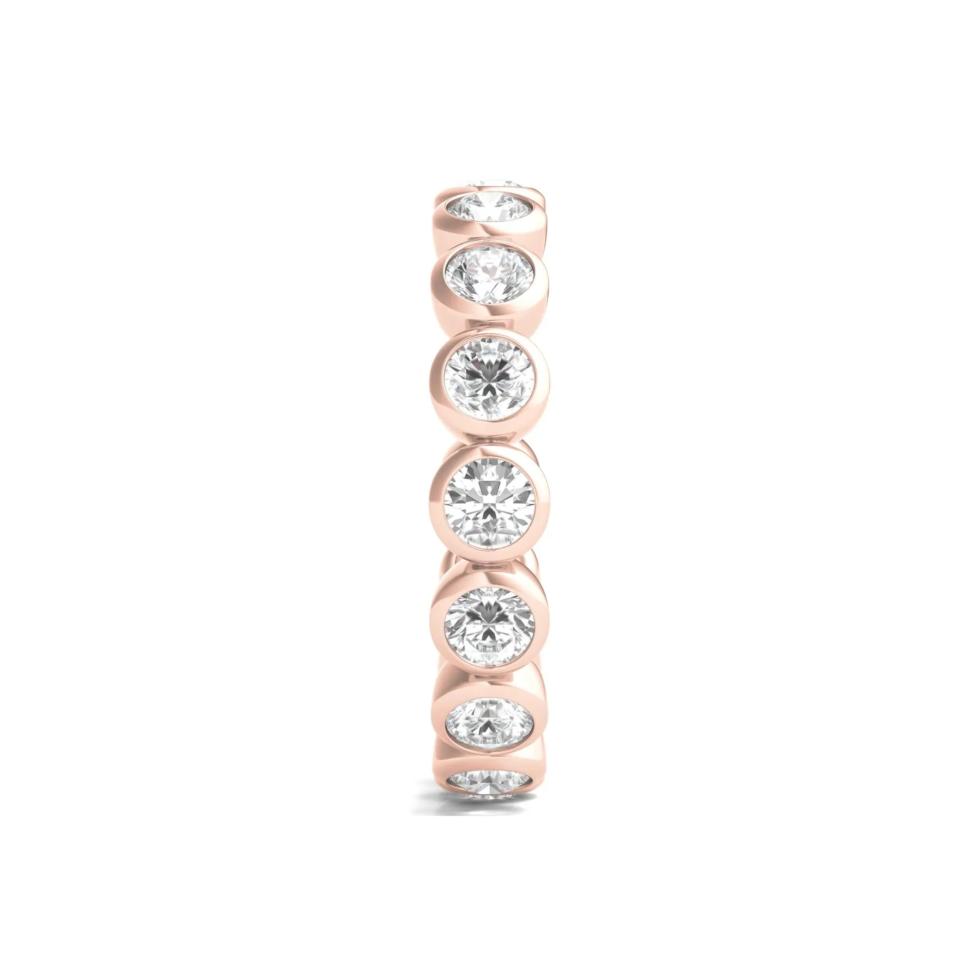 2 CT. Tw. Round Lab Grown Diamond Bezel-Set Eternity Band Ring 14K Rose Gold Size 9 - Image 3