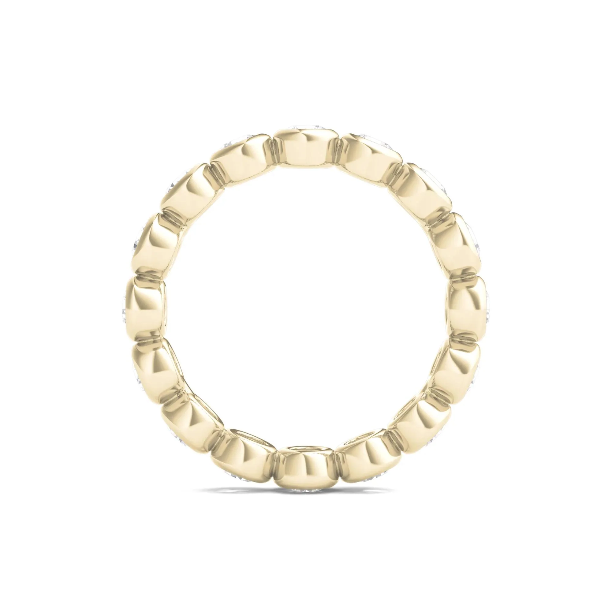 2 CT. Tw. Round Lab Grown Diamond Bezel-Set Eternity Band Ring 14K Yellow Gold Size 4 - Image 2