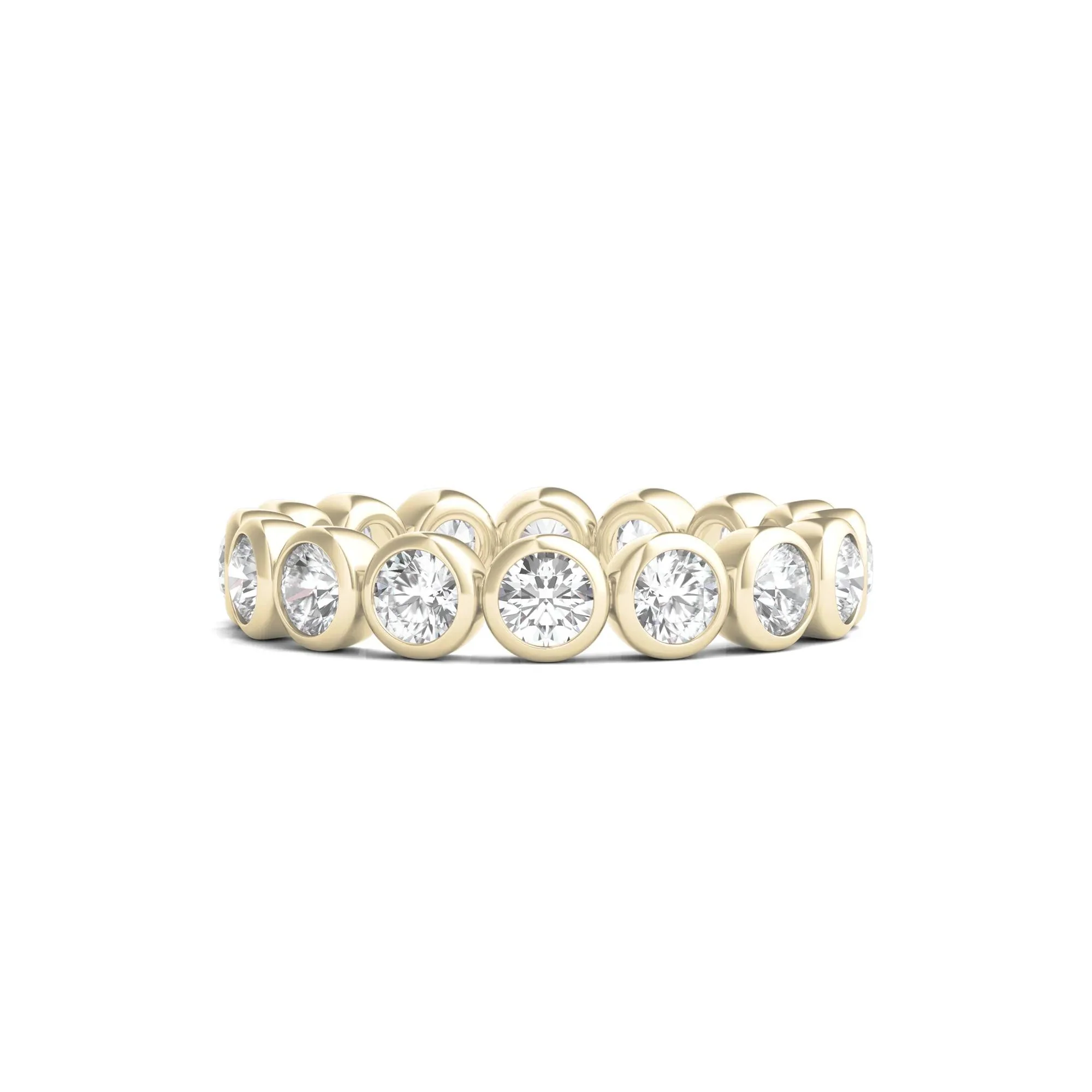 2 CT. Tw. Round Lab Grown Diamond Bezel-Set Eternity Band Ring 14K Yellow Gold Size 8.5