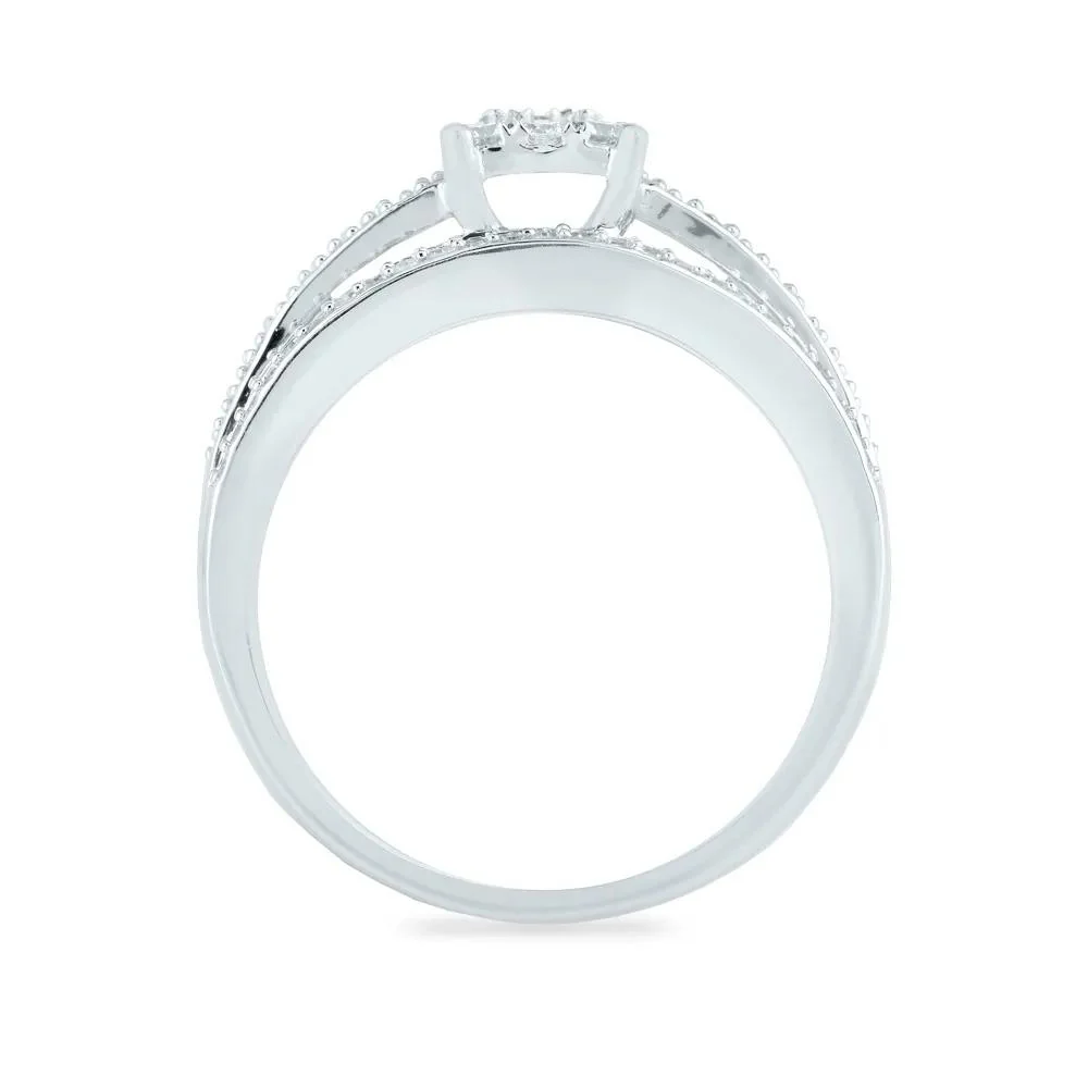 3/4 CT. Tw. Diamond Composite Engagement Ring 10K White Gold Round Brilliant Cut Size 6.5 2mm - Image 2