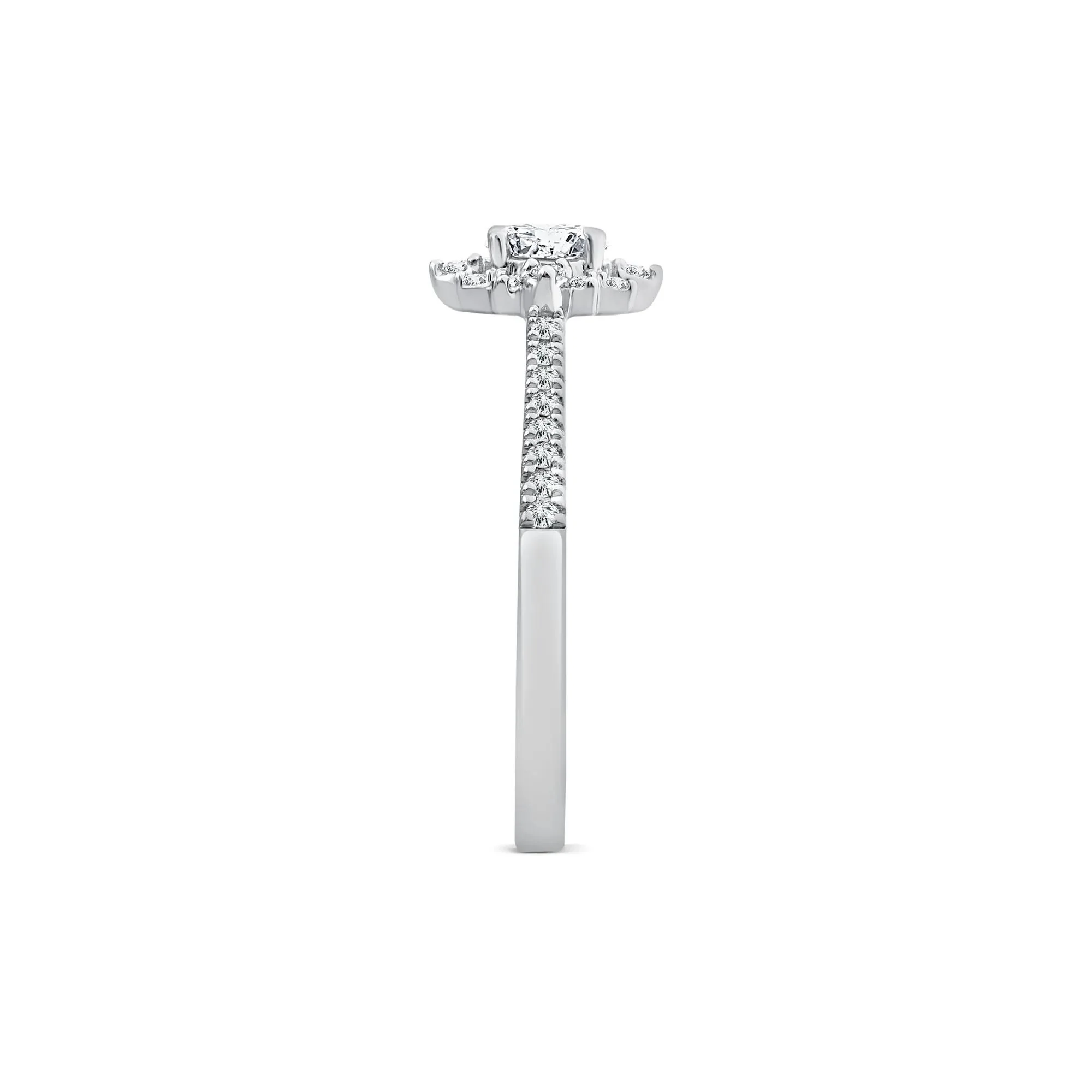 1/2 CT. Tw. Oval Burst Halo Engagement Ring 14K White Gold Round Brilliant Cut Size 8.5 1mm - Image 3