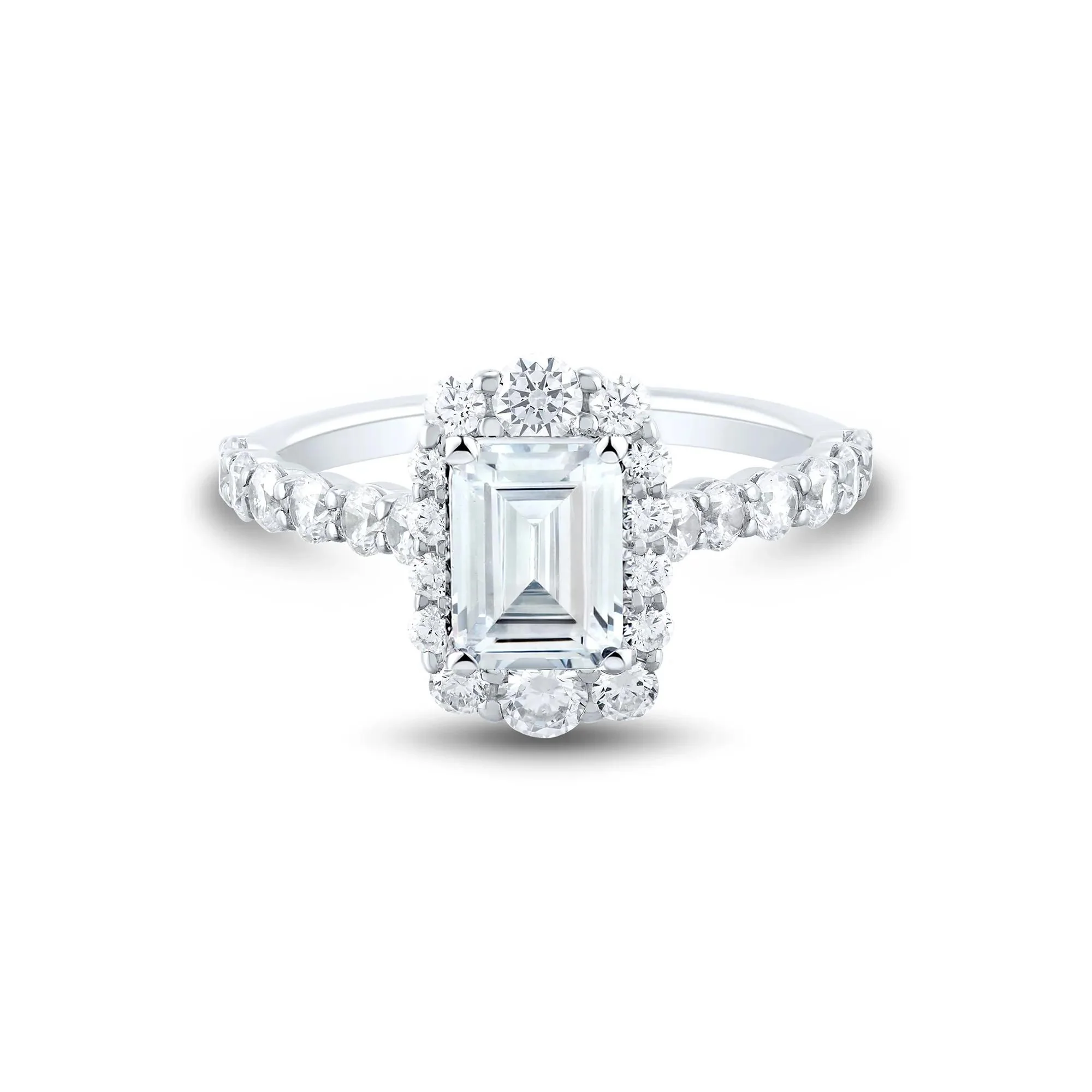 2 1/4 CT. Tw. Lab Grown Diamond Halo Engagement Ring 14K White Gold Round Brilliant Cut Size 8.5 2mm