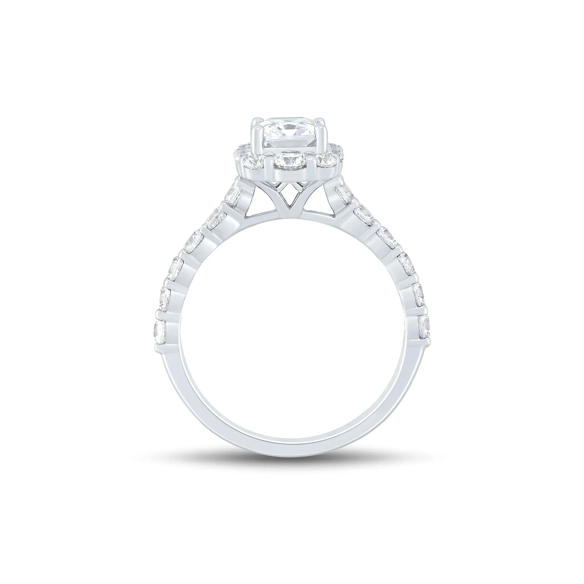 2 1/4 CT. Tw. Lab Grown Diamond Halo Engagement Ring 14K White Gold Round Brilliant Cut Size 9 2mm - Image 2