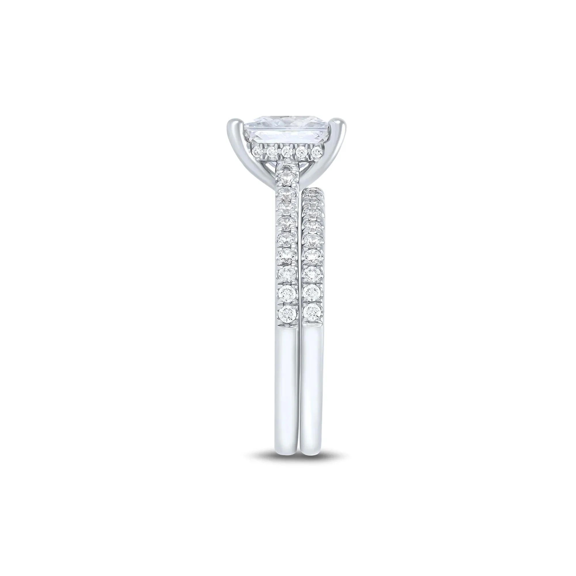 4 CT. Tw. Lab Grown Diamond Engagement Set 14K White Gold Ring Round Brilliant Cut Size 7.5 1mm - Image 3